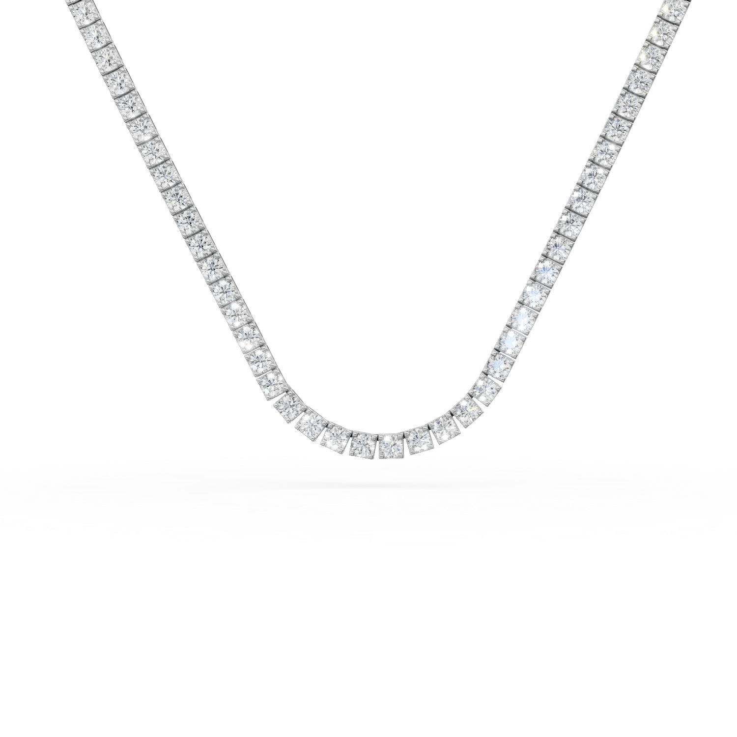 Colier tennis din aur alb cu diamante de 1.65ct create în laborator Colier tennis din aur alb cu diamante de 1.65ct create în laborator