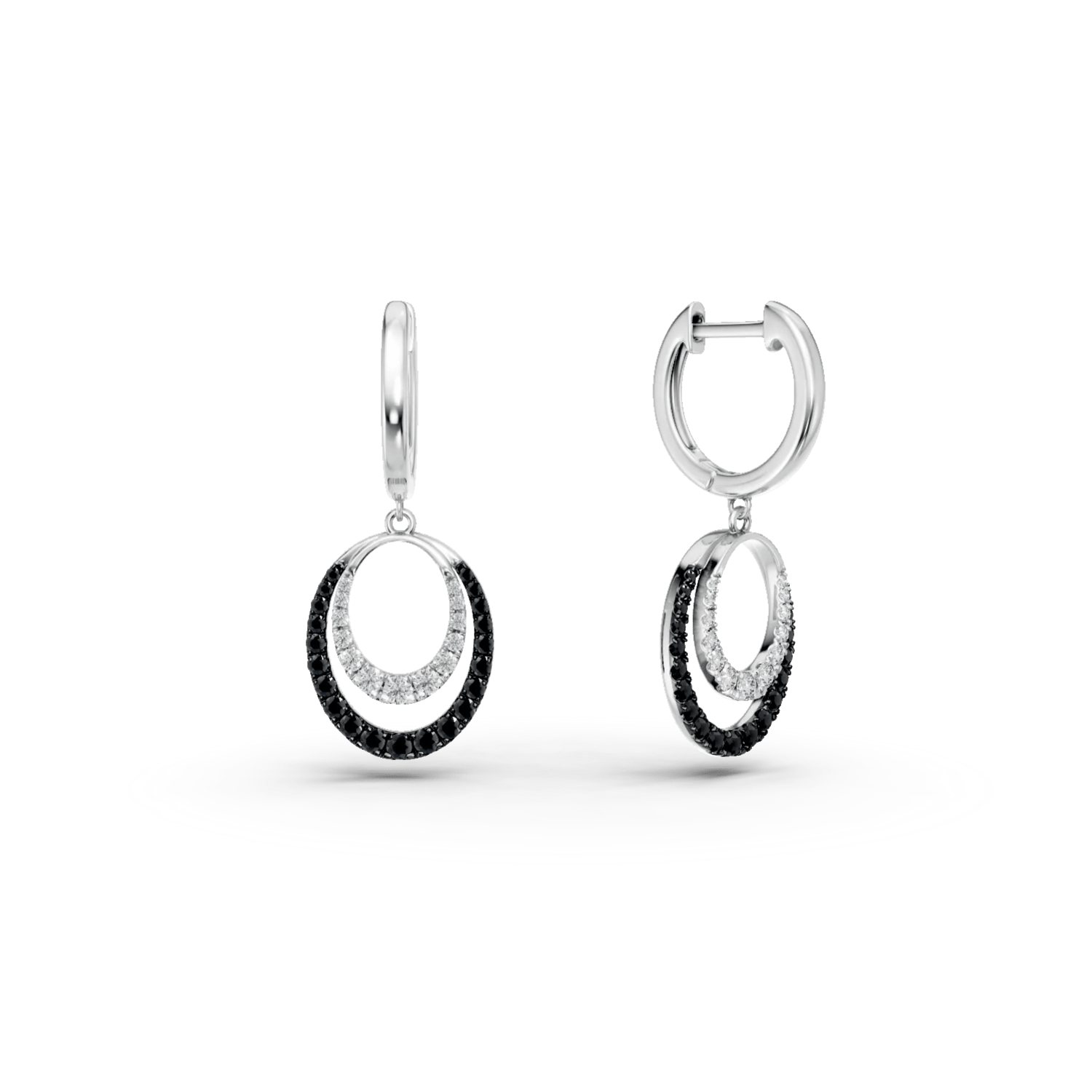 Cercei geometrici din aur alb cu diamante de 0.43ct Cercei geometrici din aur alb cu diamante de 0.43ct