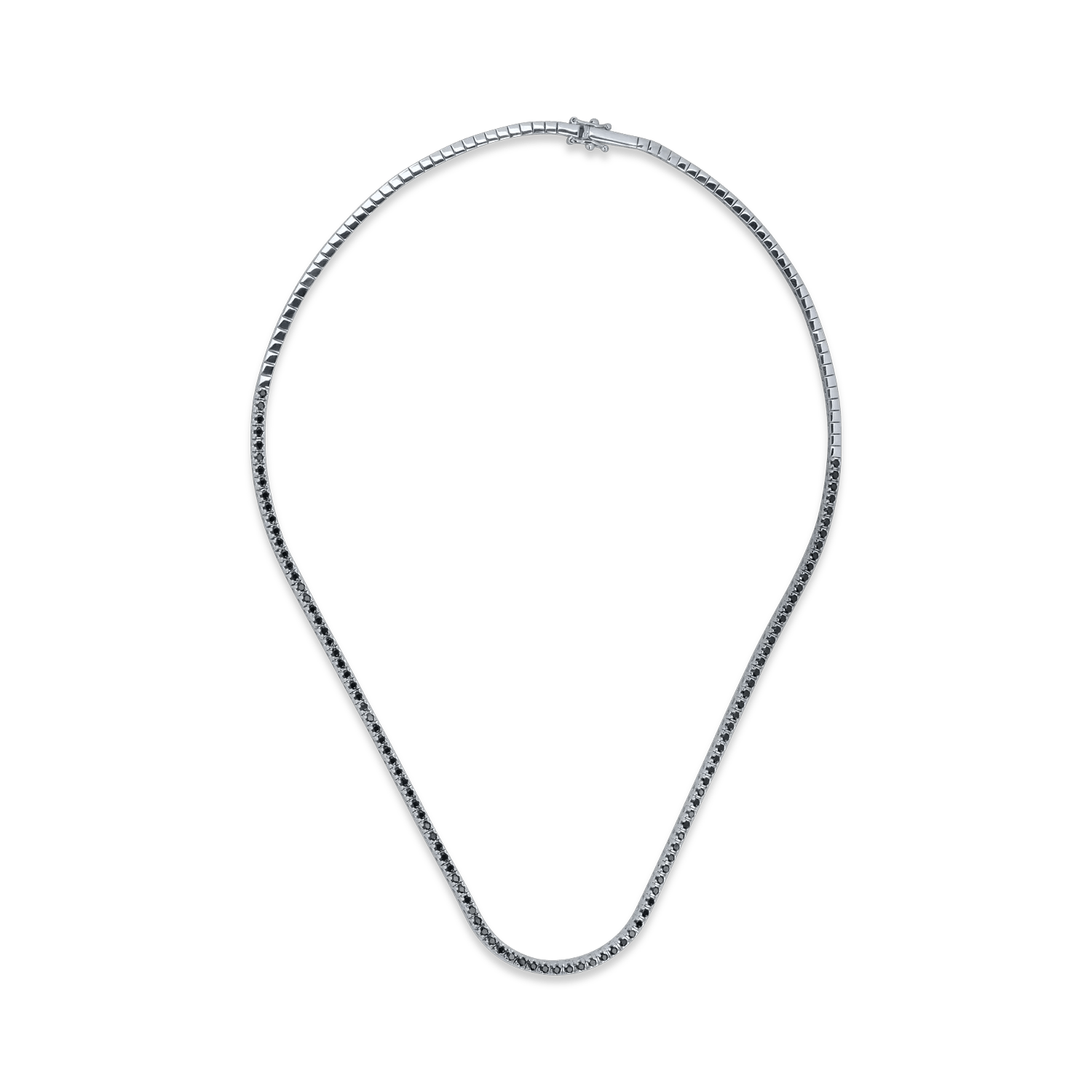 Colier tennis din aur alb cu diamante negre de 1.6ct Colier tennis din aur alb cu diamante negre de 1.6ct