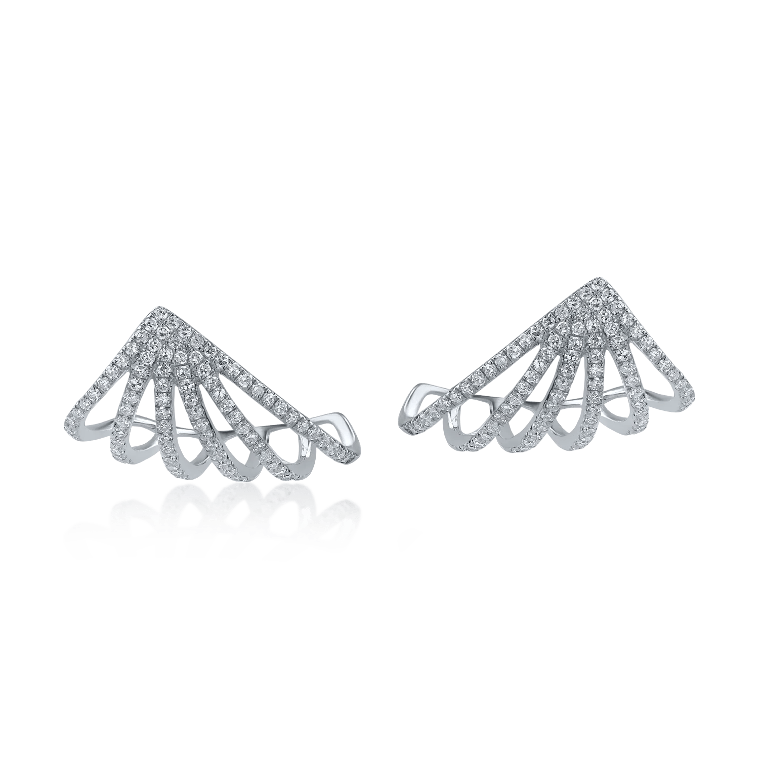 Cercei geometrici din aur alb cu diamante Cercei geometrici din aur alb cu diamante