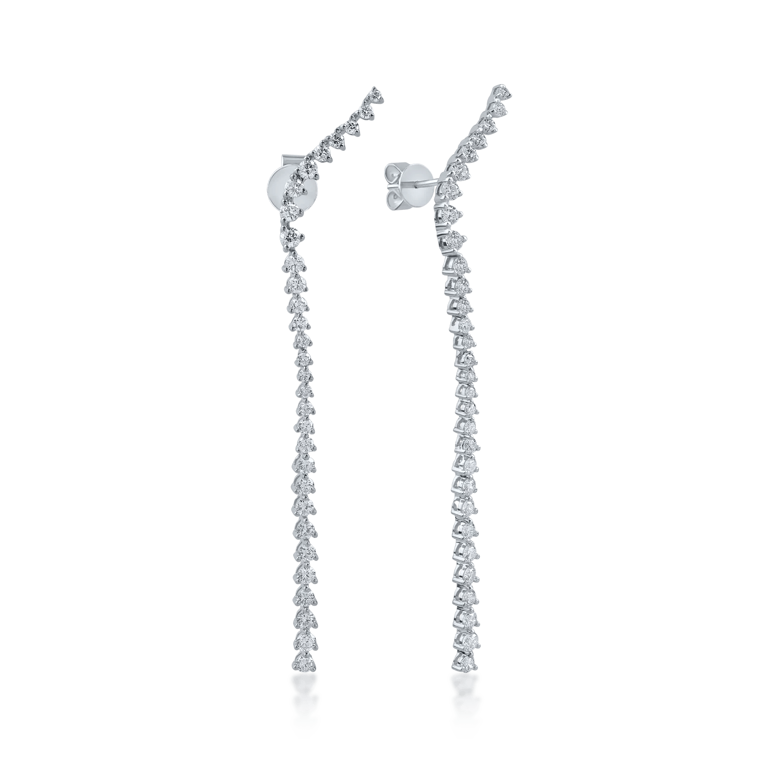 Cercei lungi din aur alb cu diamante de 1.83ct Cercei lungi din aur alb cu diamante de 1.83ct