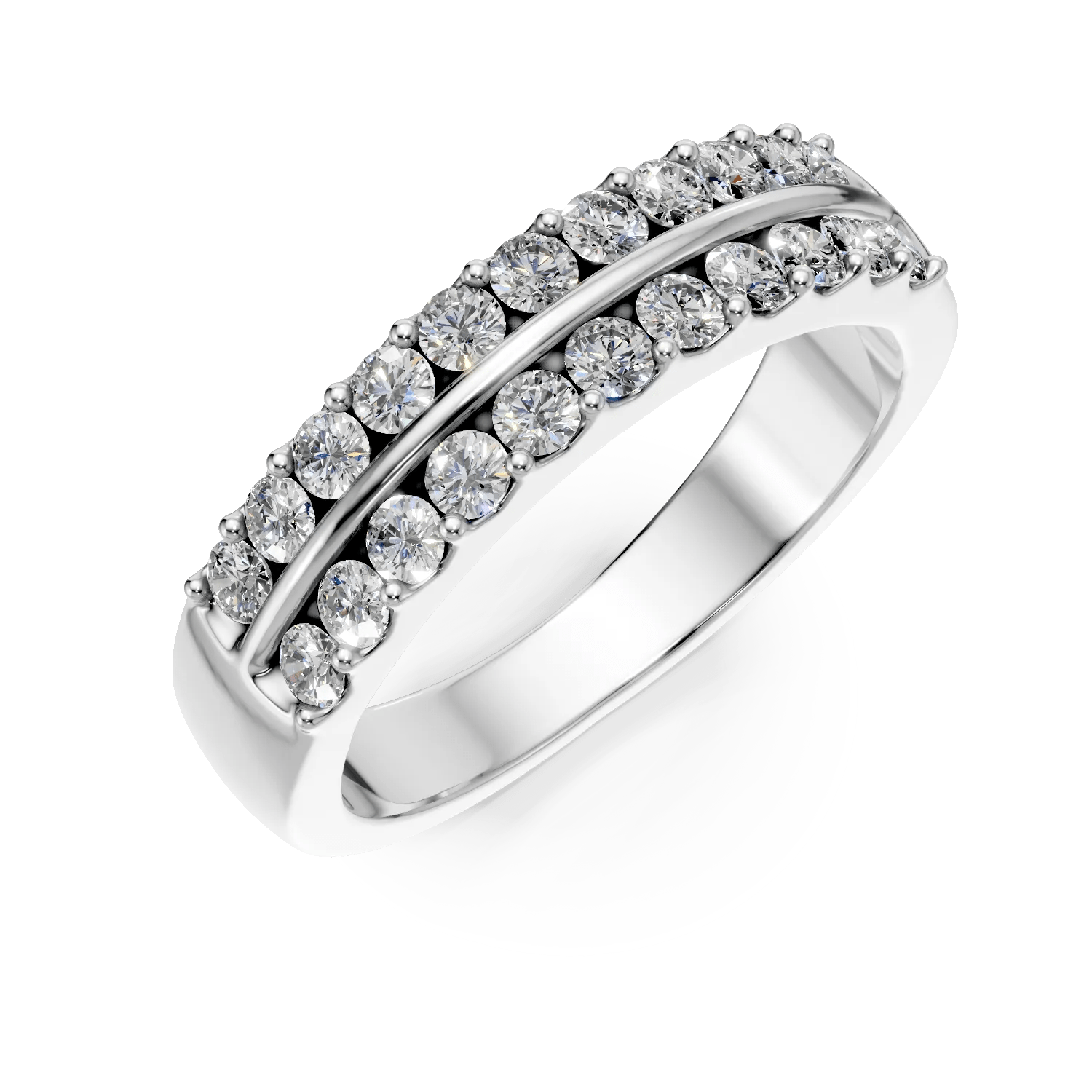 Inel semi eternity amber din aur alb cu diamante de 0.54ct create în laborator Inel semi eternity amber din aur alb cu diamante de 0.54ct create în laborator