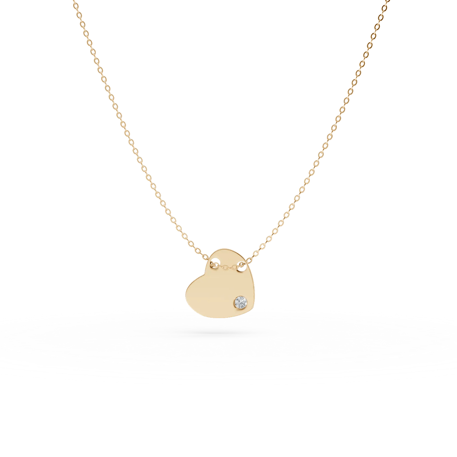 Lanț cu pandantiv inimă din aur galben cu zirconia Lanț cu pandantiv inimă din aur galben cu zirconia