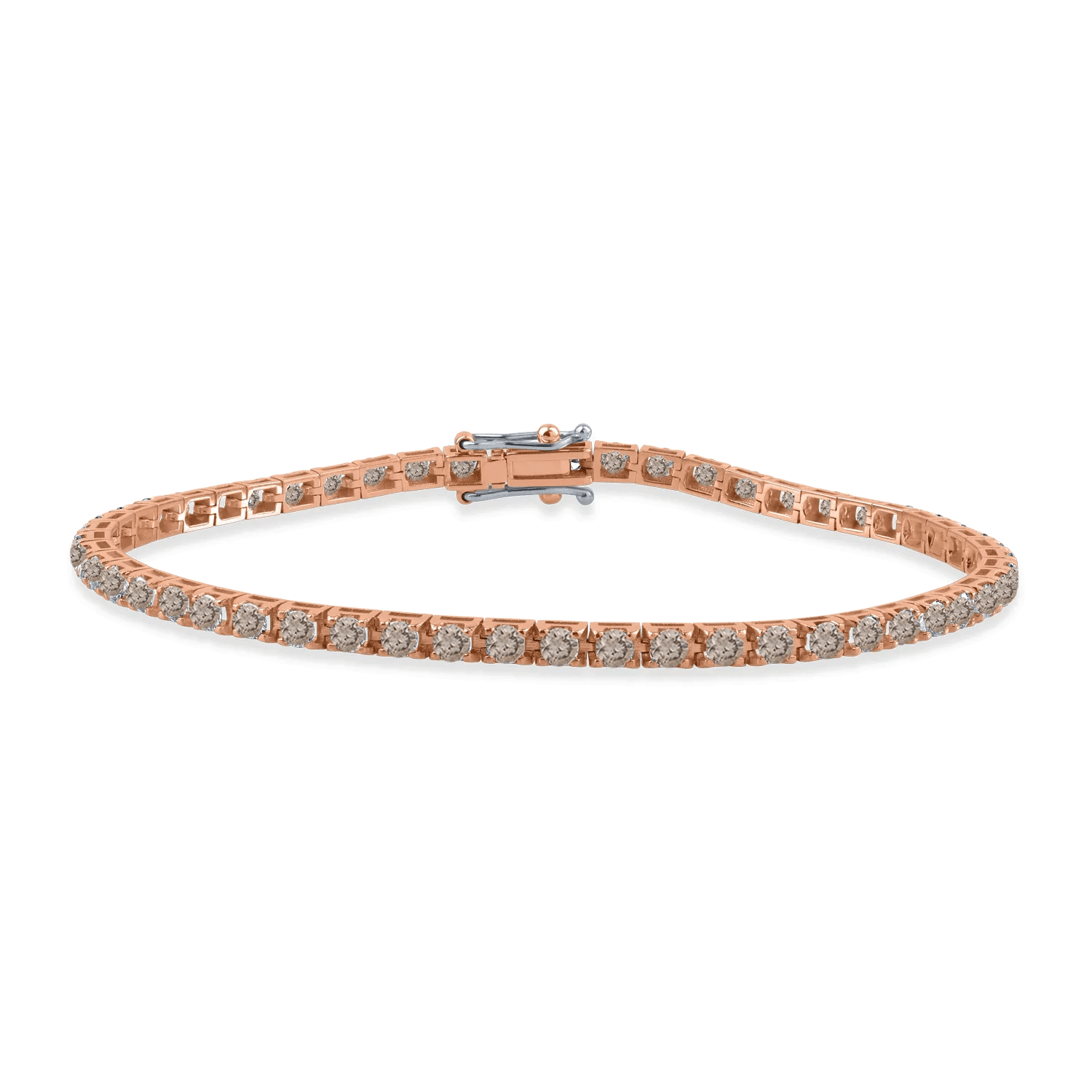 Brățară tennis din aur roz cu diamante maro de 2.8ct Brățară tennis din aur roz cu diamante maro de 2.8ct