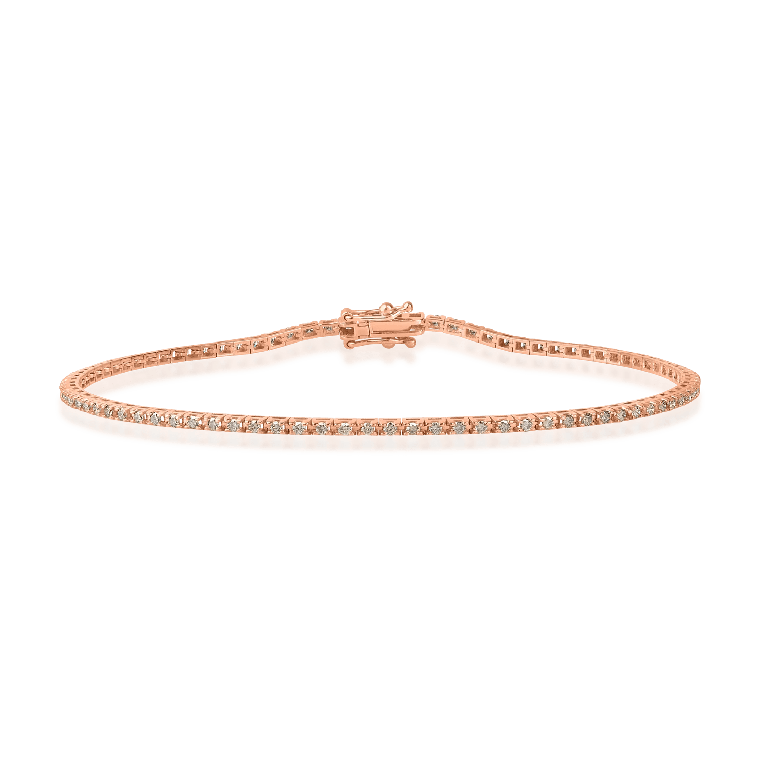 Brățară tennis din aur roz cu diamante maro de 0.9ct Brățară tennis din aur roz cu diamante maro de 0.9ct