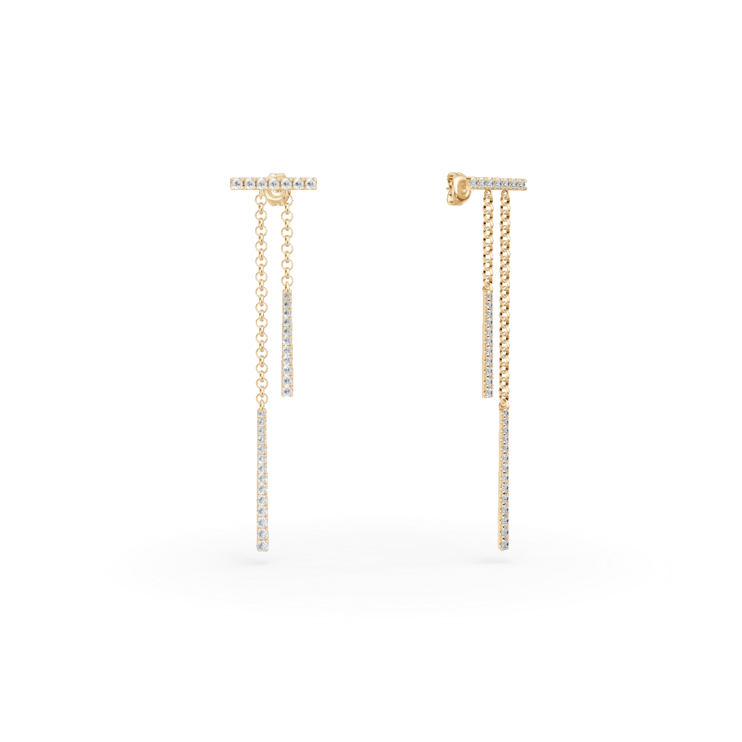 Cercei lungi din aur galben cu diamante 0.44ct Cercei lungi din aur galben cu diamante 0.44ct