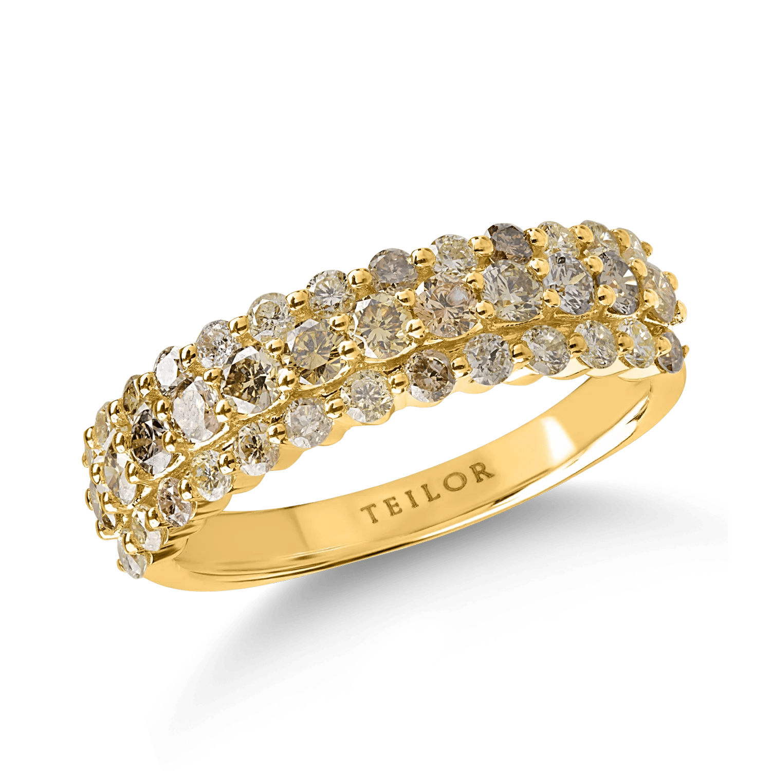 Inel din aur galben cu diamante multicolore de 1.1ct Inel din aur galben cu diamante multicolore de 1.1ct