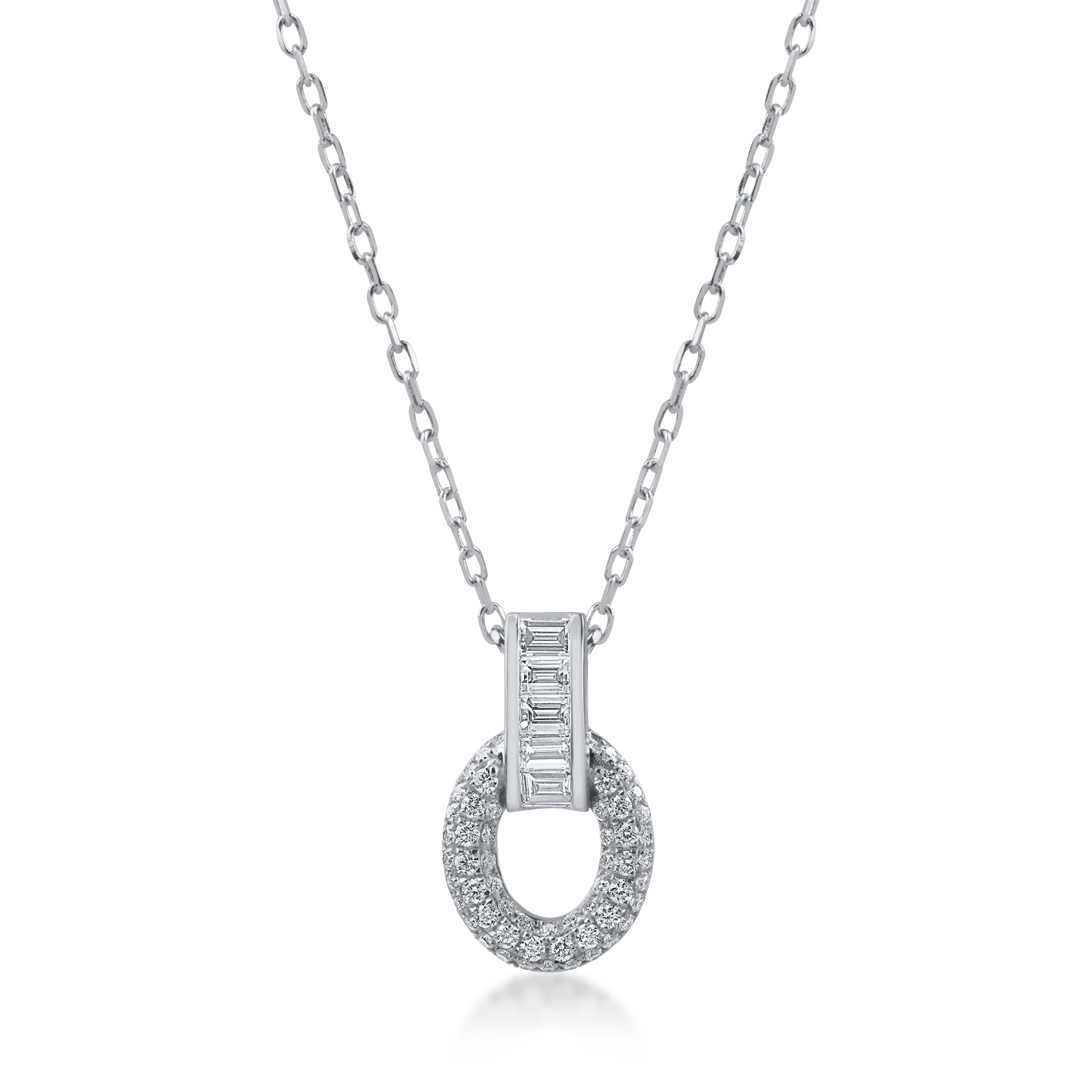 Lanț cu pandantiv geometric din aur alb și diamante de 0.51ct Lanț cu pandantiv geometric din aur alb și diamante de 0.51ct