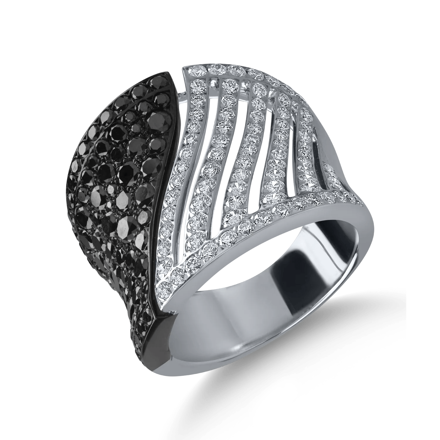 Inel din aur alb cu diamante negre și incolore 2.9ct Inel din aur alb cu diamante negre și incolore 2.9ct