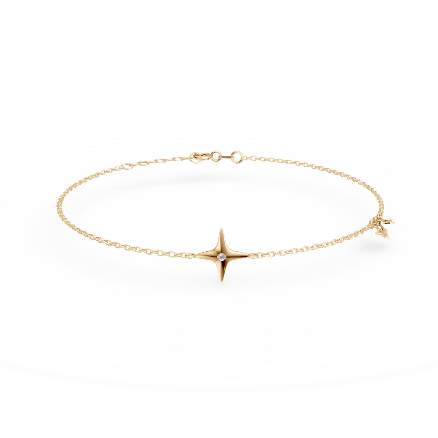 Brățară din aur galben cu pandantiv stea și diamant de 0.006ct Brățară din aur galben cu pandantiv stea și diamant de 0.006ct