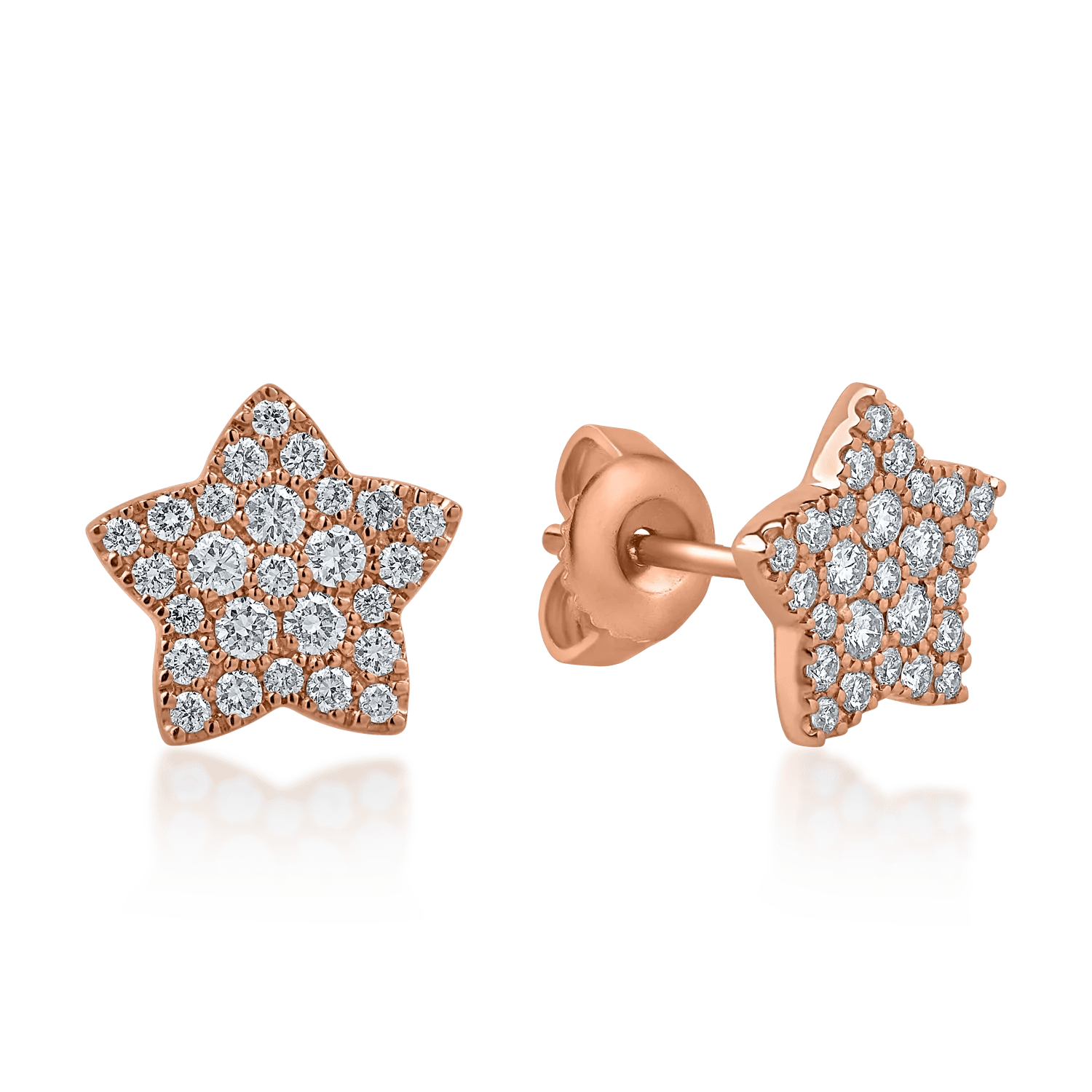 Cercei steluțe din aur roz cu diamante de 0.44ct Cercei steluțe din aur roz cu diamante de 0.44ct