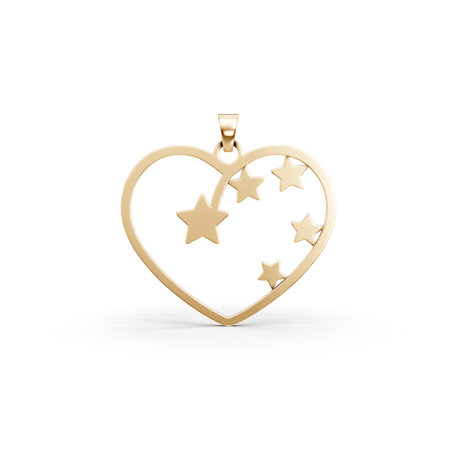 Pandantiv din aur galben cu inimă și steluțe Pandantiv din aur galben cu inimă și steluțe