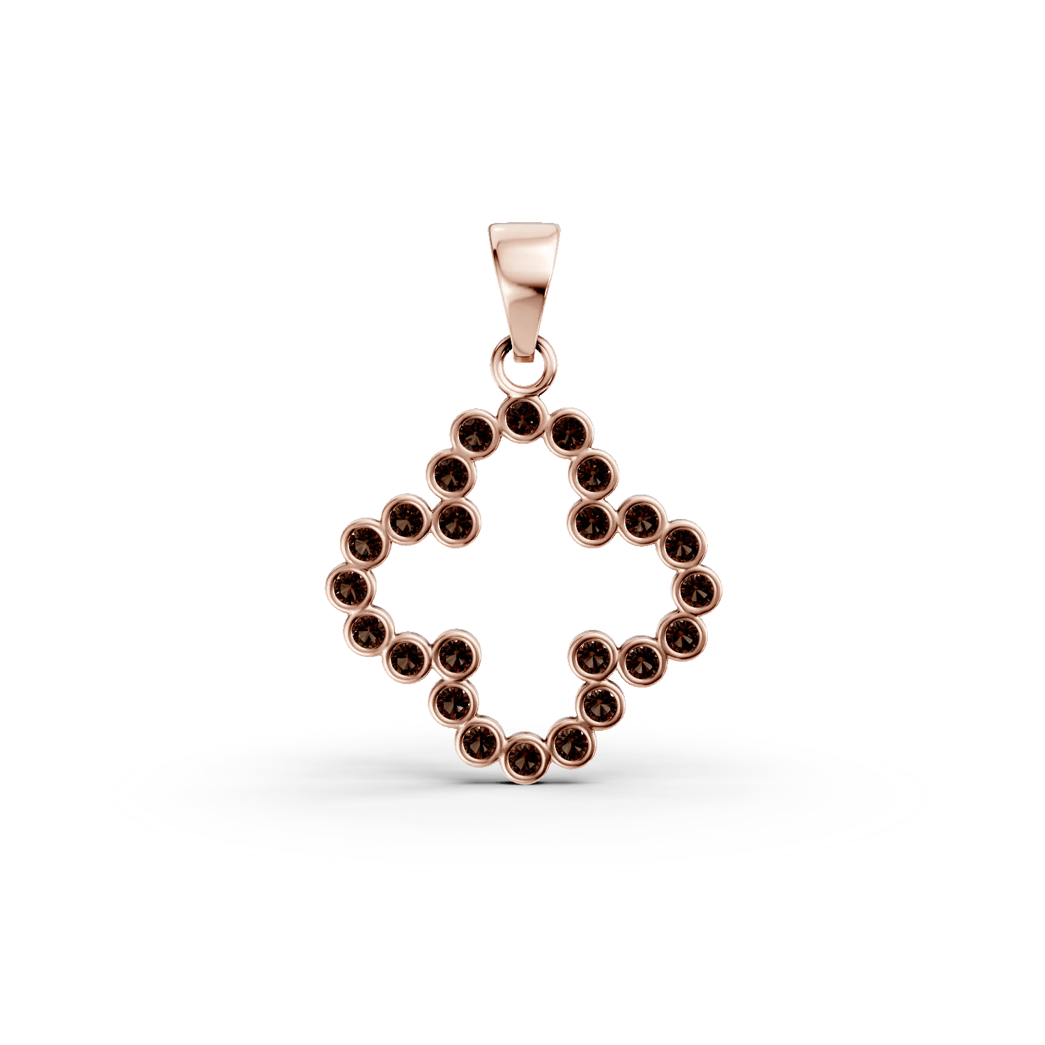 Pandantiv floare din aur roz cu zirconii maro Pandantiv floare din aur roz cu zirconii maro