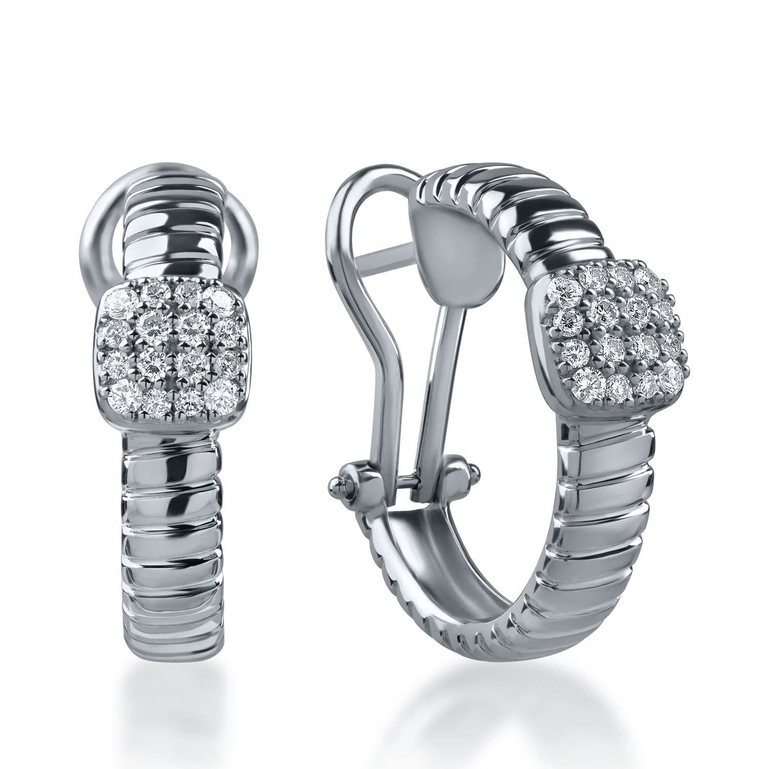Cercei on-ear cu diamante de 0.32ct din aur alb Cercei on-ear cu diamante de 0.32ct din aur alb