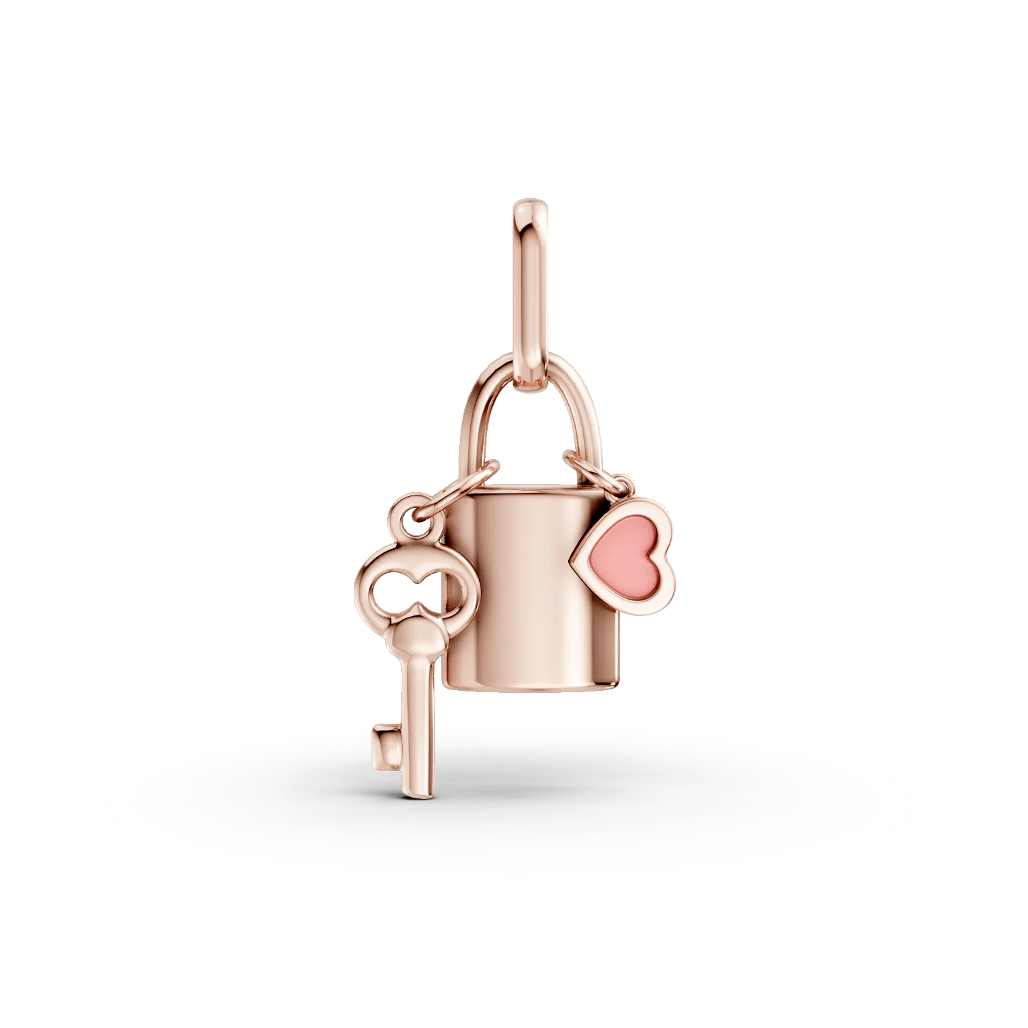 Pandantiv lăcat și cheiță din aur roz Pandantiv lăcat și cheiță din aur roz