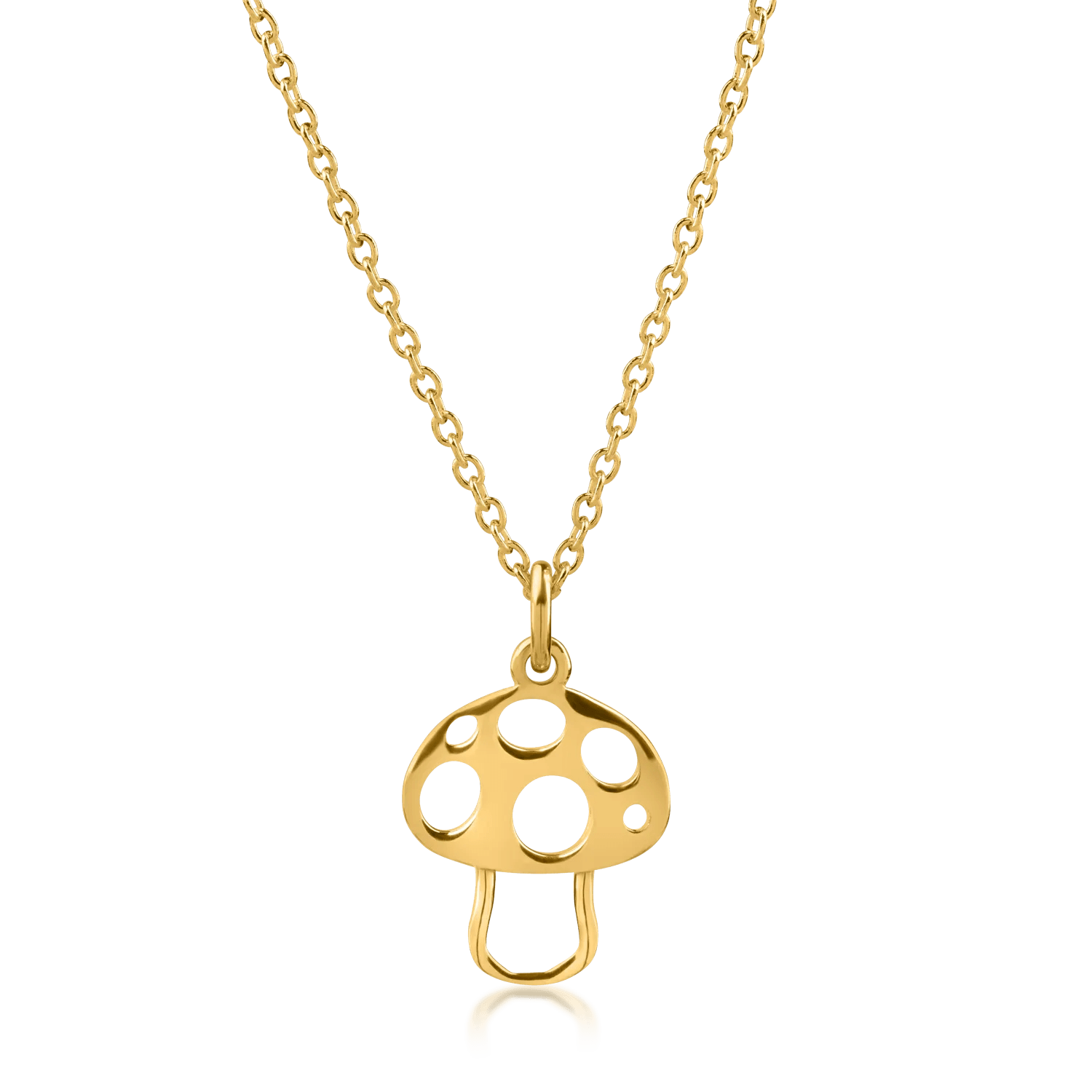 Lănțisor cu pandantiv ciupercuță din aur galben pentru copii Lănțisor cu pandantiv ciupercuță din aur galben pentru copii