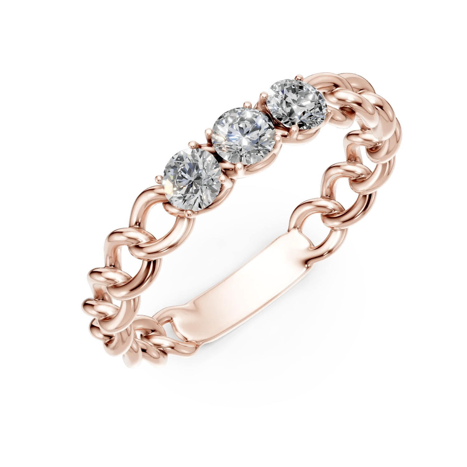 Inel aur roz impletit cu zirconii Inel aur roz impletit cu zirconii