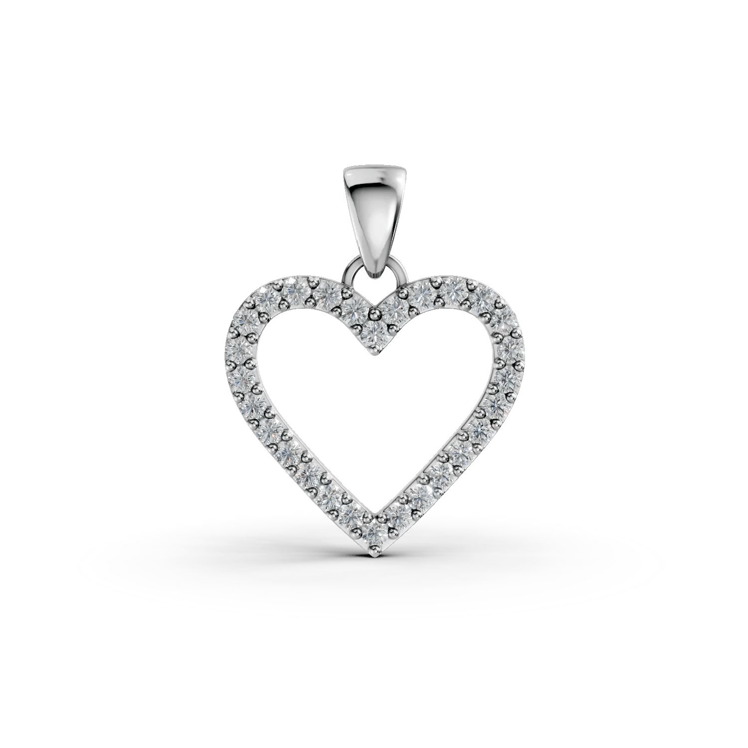 Pandantiv inimă aur alb cu zirconii Pandantiv inimă aur alb cu zirconii