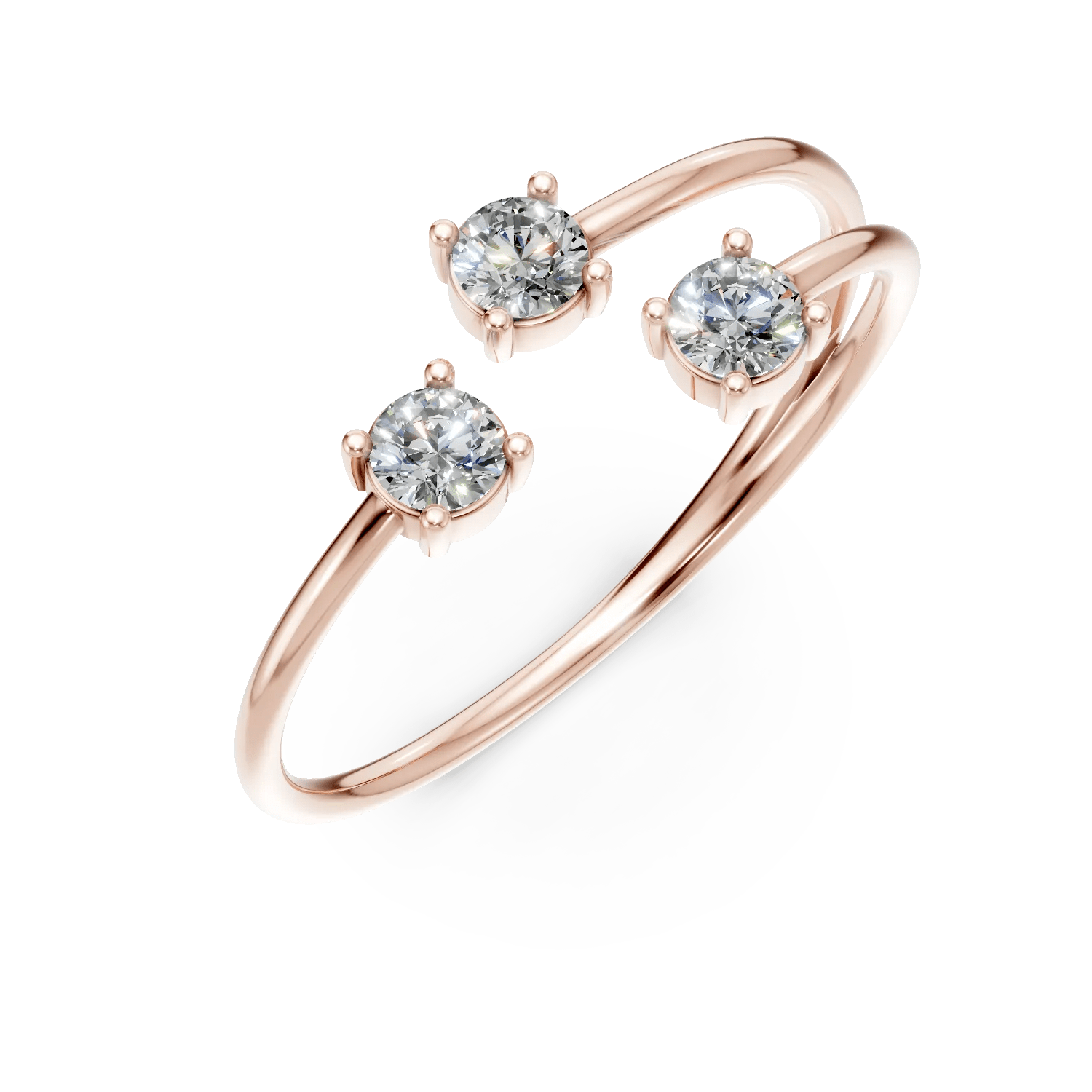 Inel deschis din aur roz cu zirconii Inel deschis din aur roz cu zirconii