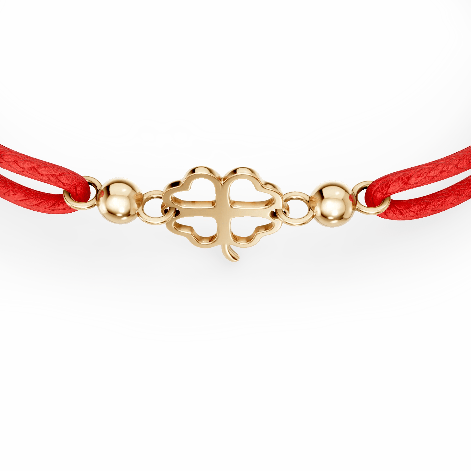 Brățară cu șnur și pandantiv trifoi aur Brățară cu șnur și pandantiv trifoi aur