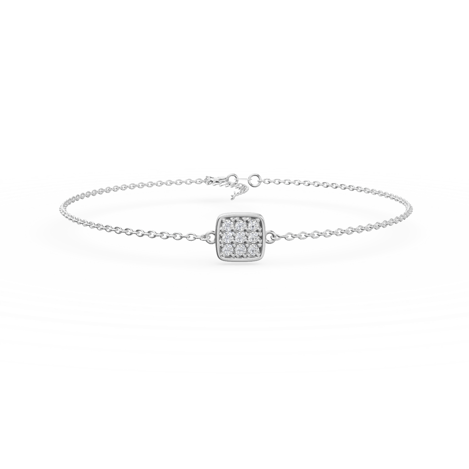 Brățară din aur alb cu pandantiv geometric și zirconii Brățară din aur alb cu pandantiv geometric și zirconii