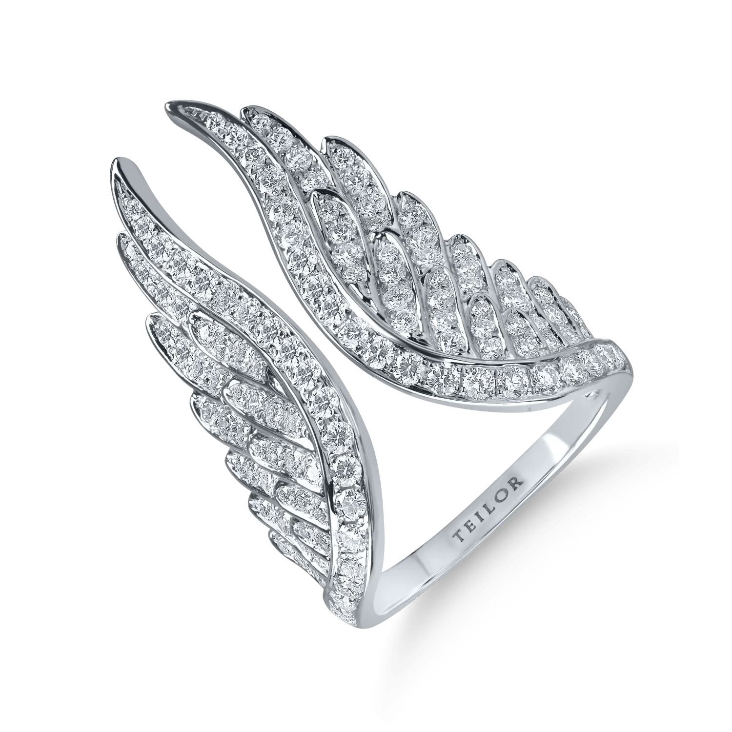 Inel cu aripi din aur alb și diamante de 1.7ct Inel cu aripi din aur alb și diamante de 1.7ct