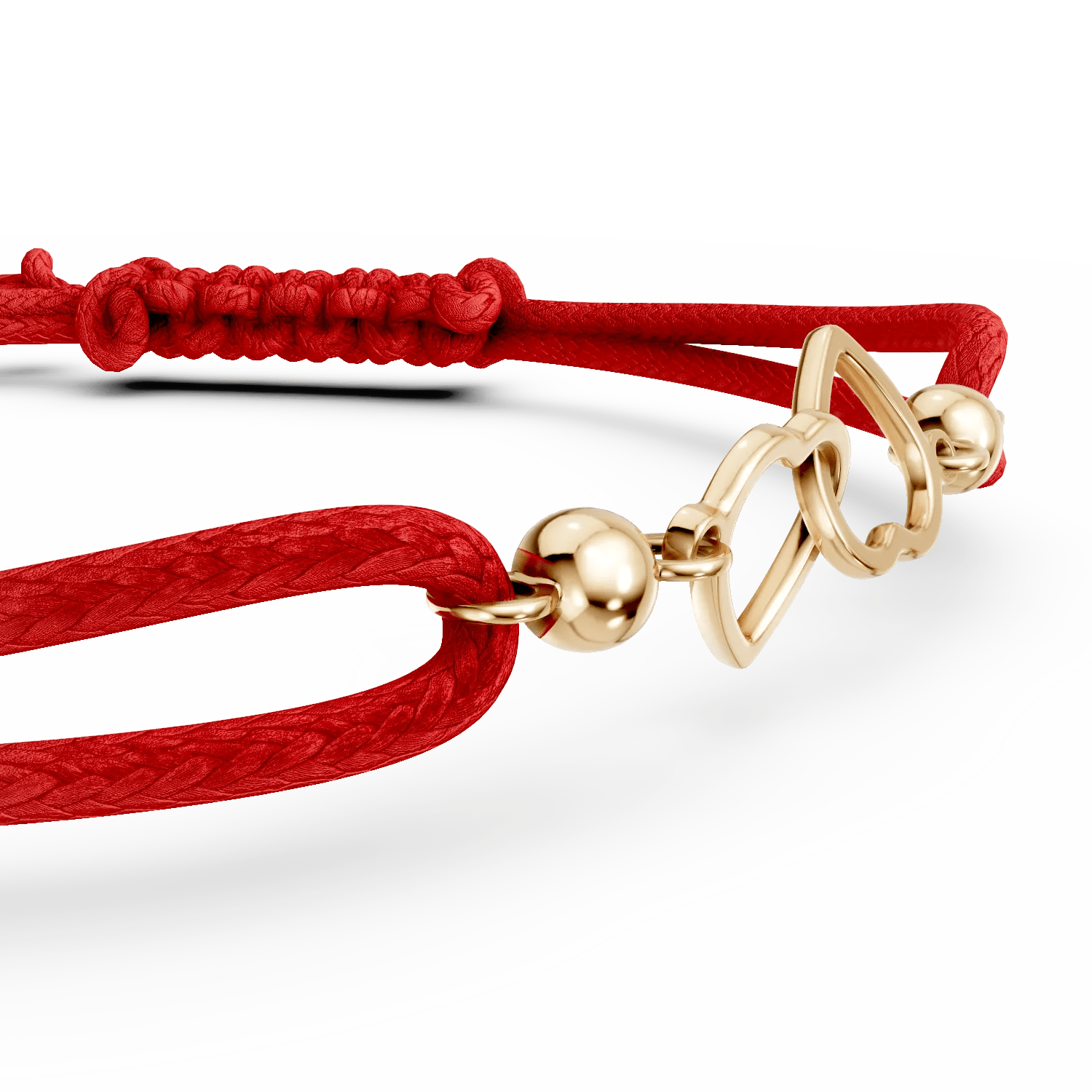 Brățară șnur cu pandantiv inimioare aur galben Brățară șnur cu pandantiv inimioare aur galben