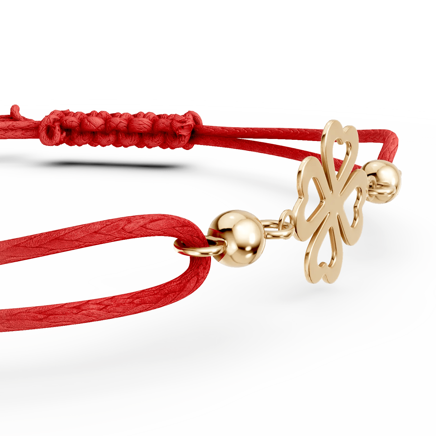 Brățară cu șnur și pandantiv trifoi aur Brățară cu șnur și pandantiv trifoi aur