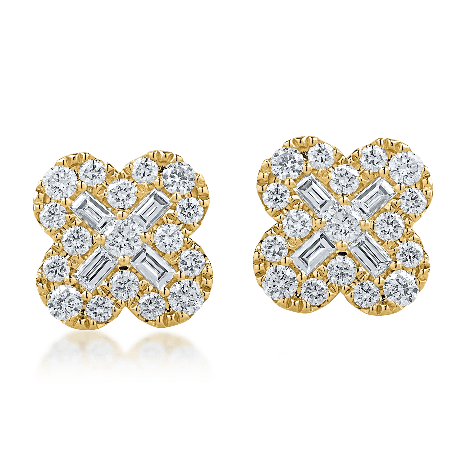 Cercei din aur galben cu diamante – Teilor Cercei din aur galben cu diamante – Teilor
