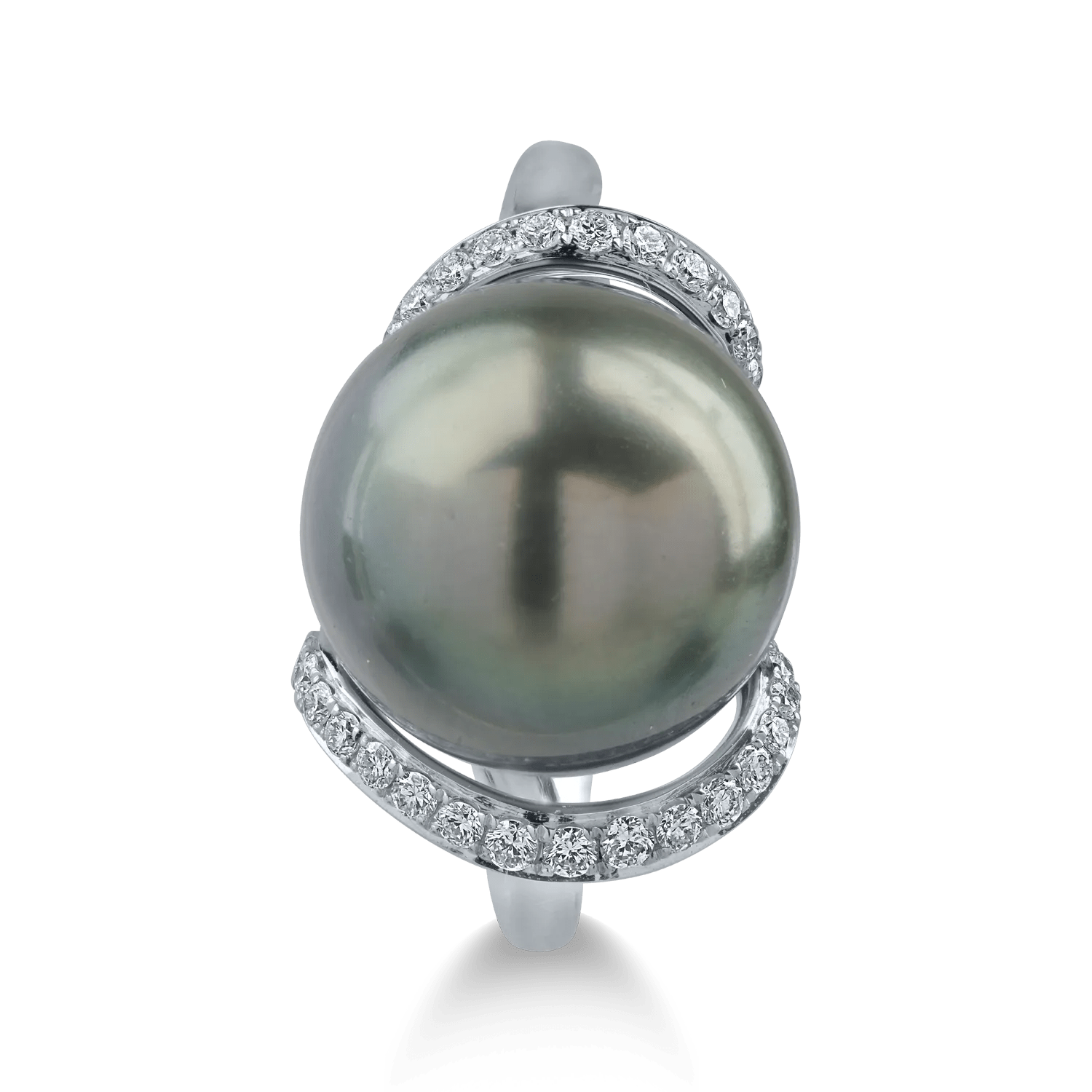 Inel din aur alb cu perlă și diamante 0.21ct Inel din aur alb cu perlă și diamante 0.21ct