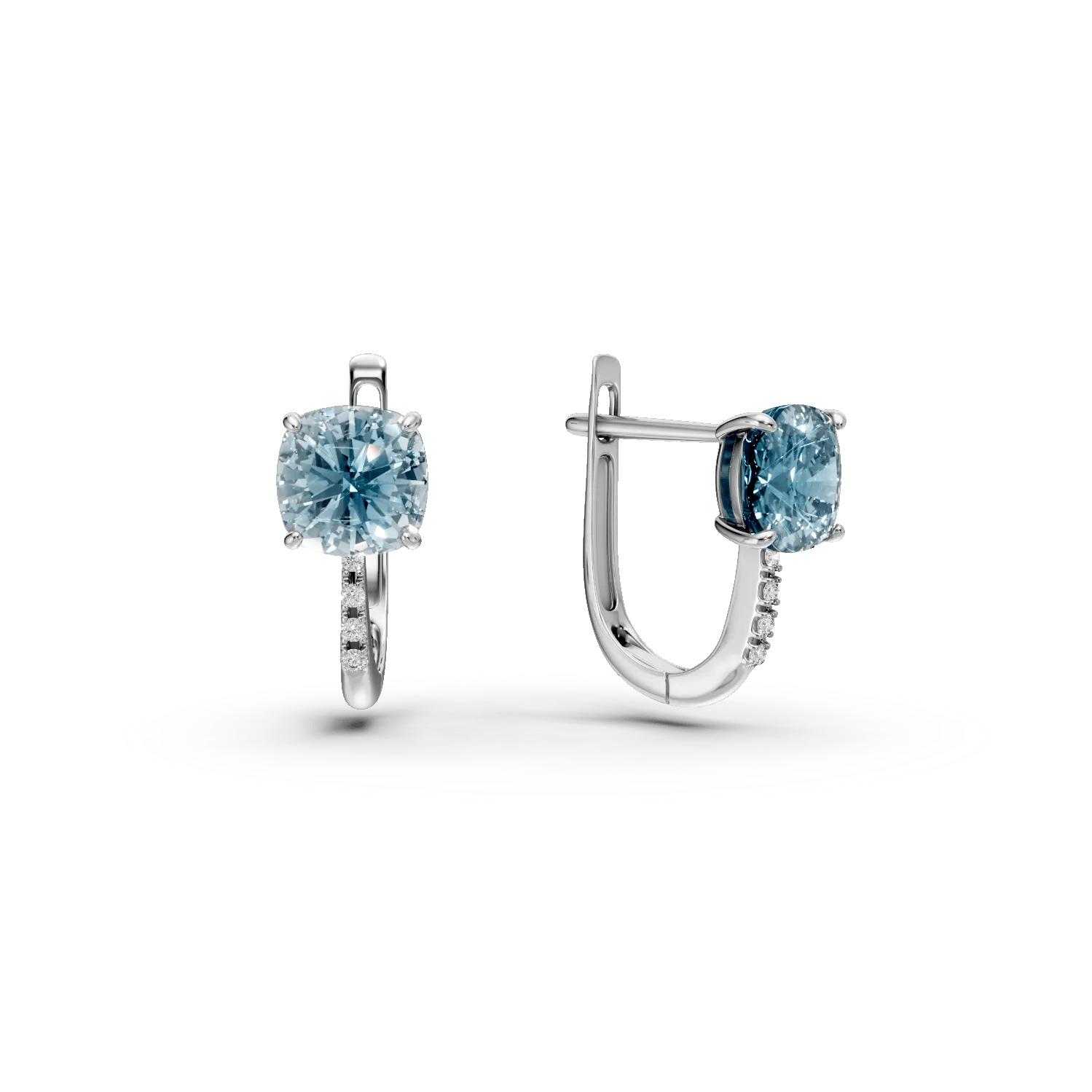Cercei on ear din aur alb cu topaze swiss blue square de 1.3ct și diamante de 0.02 – Teilor Cercei on ear din aur alb cu topaze swiss blue square de 1.3ct și diamante de 0.02 – Teilor