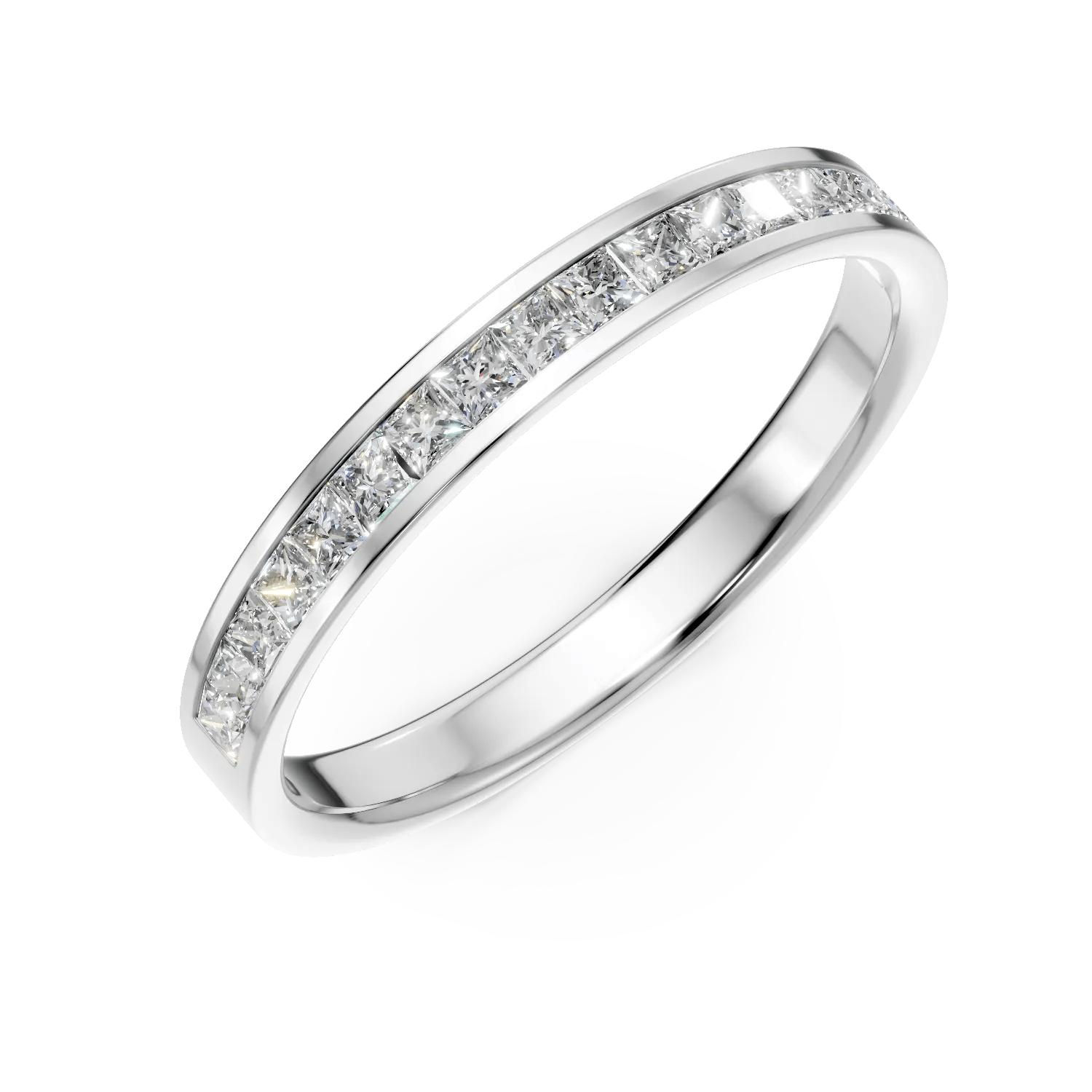 Inel semi-eternity din aur alb cu diamante taietură princess de 0.3ct Inel semi-eternity din aur alb cu diamante taietură princess de 0.3ct