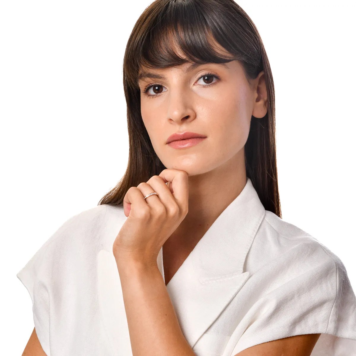 Inel semi eternity aur roz cu diamante 0.3ct Inel semi eternity aur roz cu diamante 0.3ct