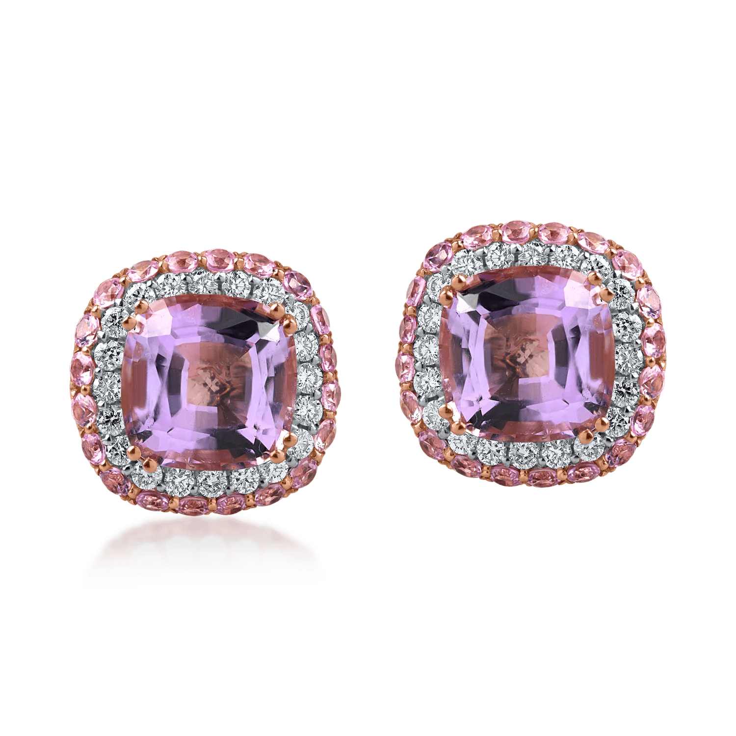 Cercei din aur roz cu pietre prețioase și semiprețioase de 6.2ct – Teilor Cercei din aur roz cu pietre prețioase și semiprețioase de 6.2ct – Teilor