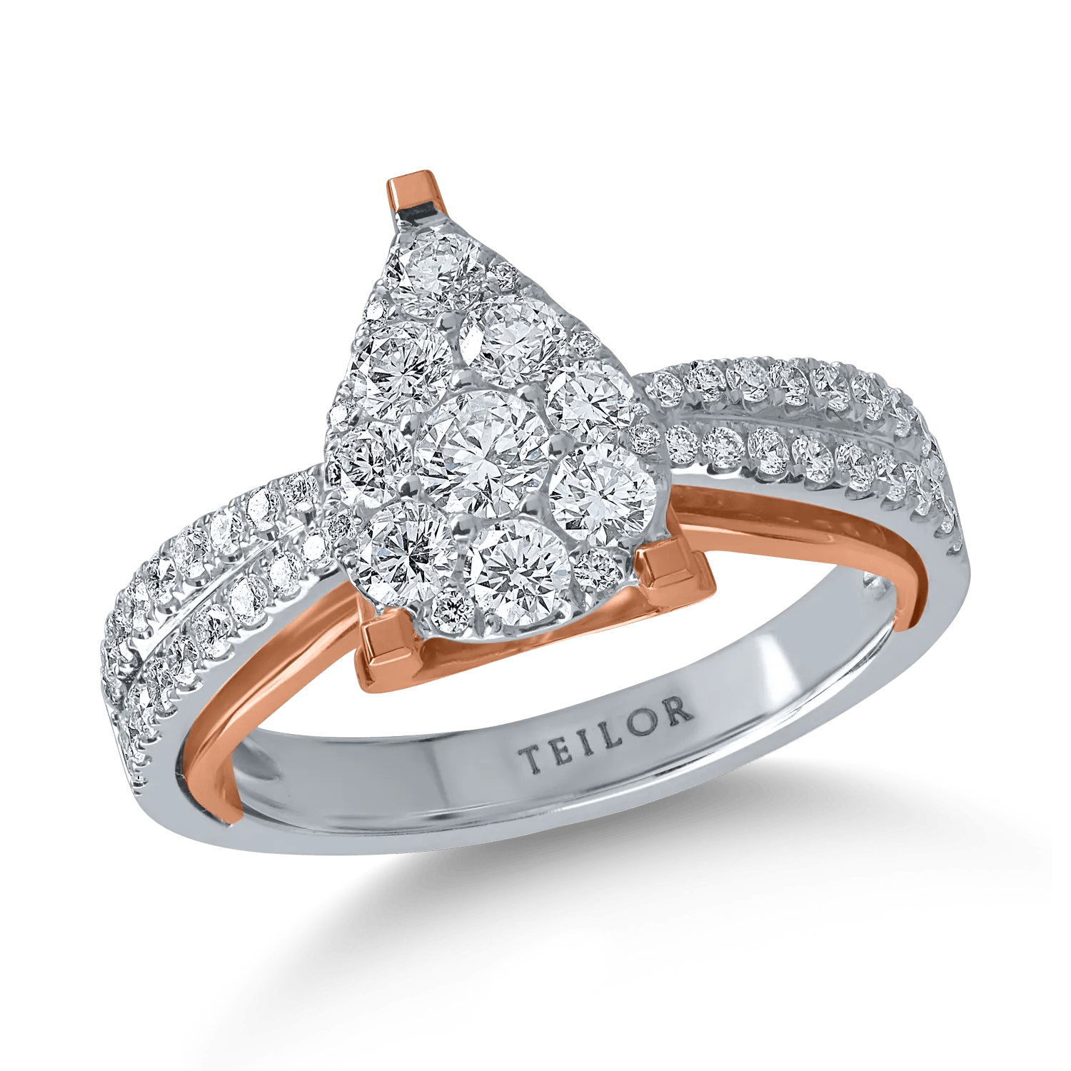 Inel din aur alb-roz cu diamante de 0.8ct Inel din aur alb-roz cu diamante de 0.8ct