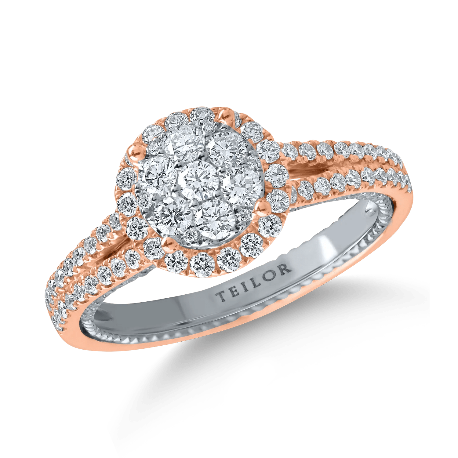 Inel de logodnă din aur alb-roz cu diamante de 0.7ct Inel de logodnă din aur alb-roz cu diamante de 0.7ct