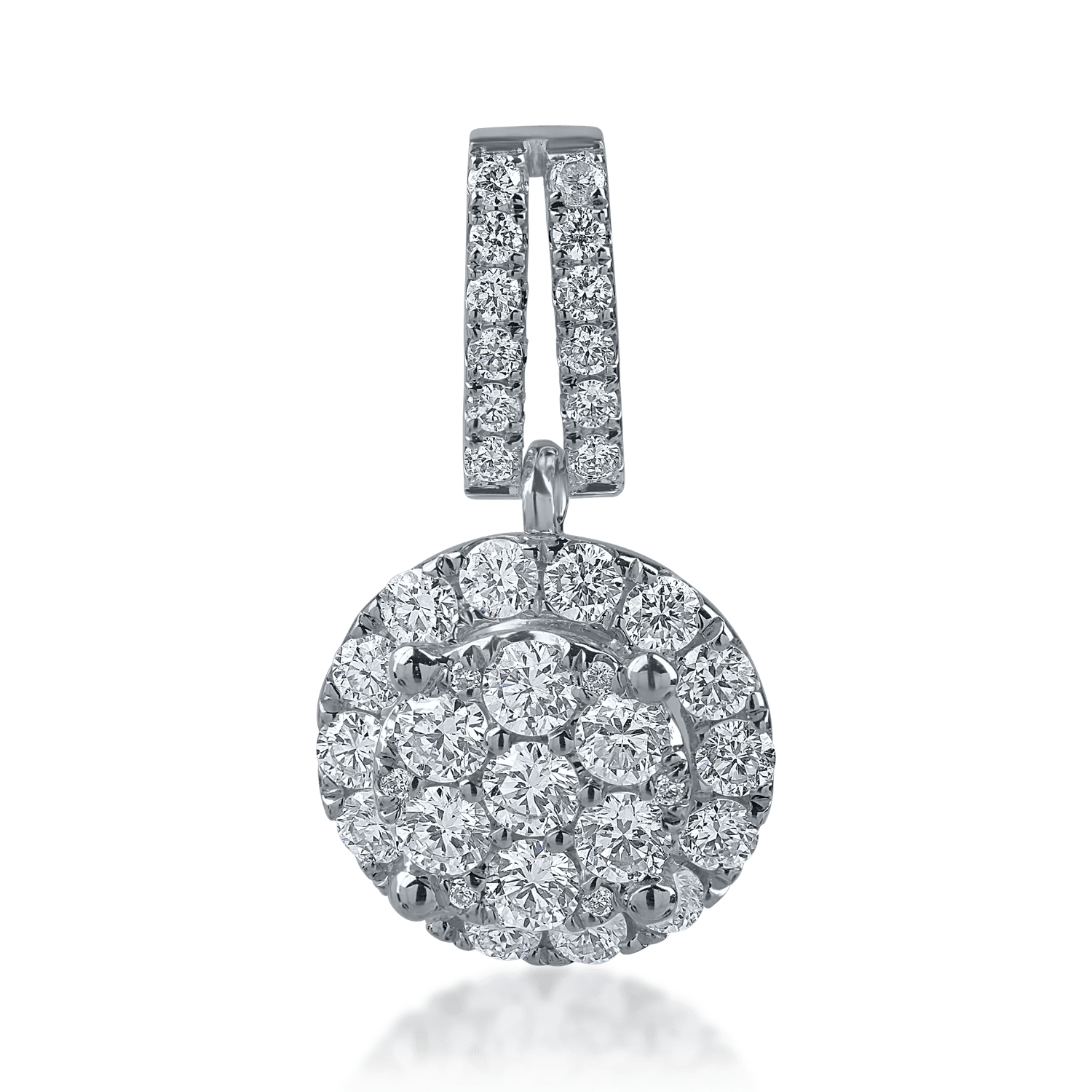 Pandantiv rotund din aur alb cu diamante de 0.4ct Pandantiv rotund din aur alb cu diamante de 0.4ct