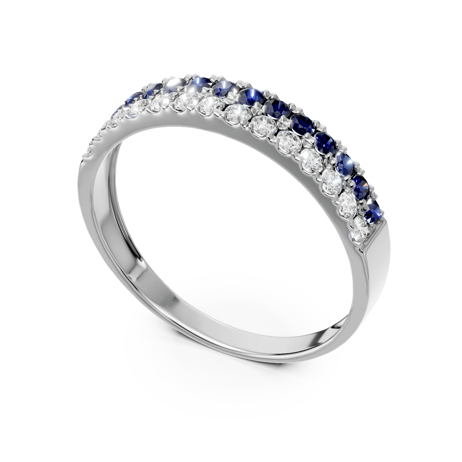 Inel semi-eternity din aur alb cu safire de 0.33ct și diamante de 0.25ct Inel semi-eternity din aur alb cu safire de 0.33ct și diamante de 0.25ct