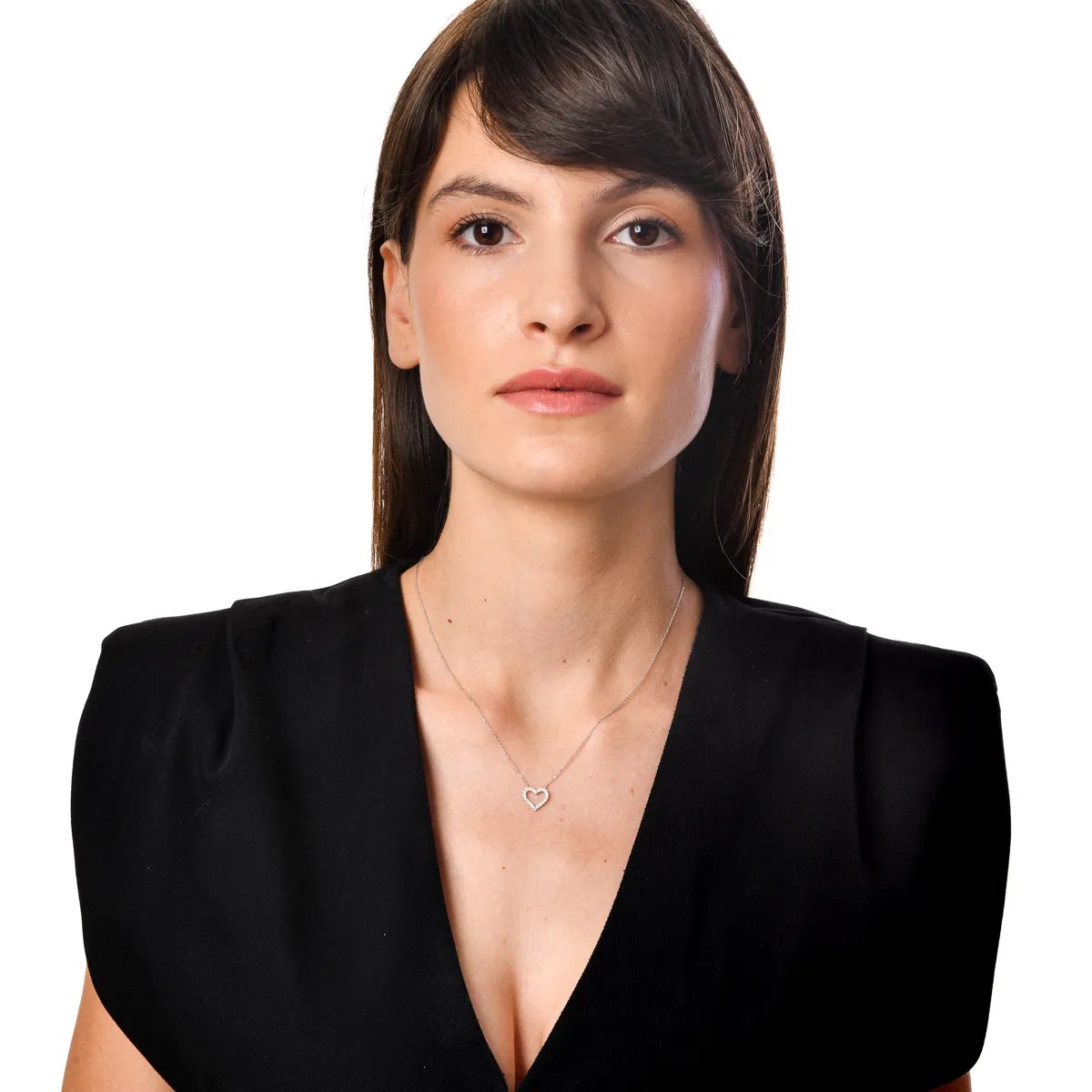 Lănțișor inimă din aur alb cu diamante 0.2ct Lănțișor inimă din aur alb cu diamante 0.2ct