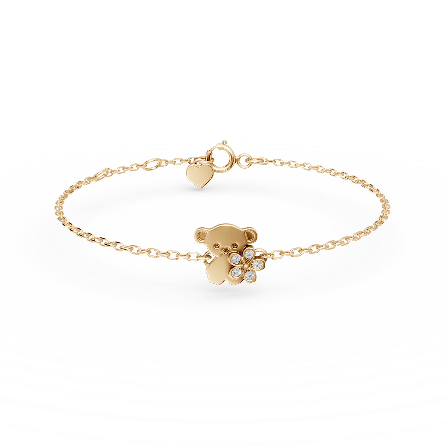 Brăţară din aur galben cu pandantiv ursuleţ şi diamante de 0.03ct pentru copii Brăţară din aur galben cu pandantiv ursuleţ şi diamante de 0.03ct pentru copii