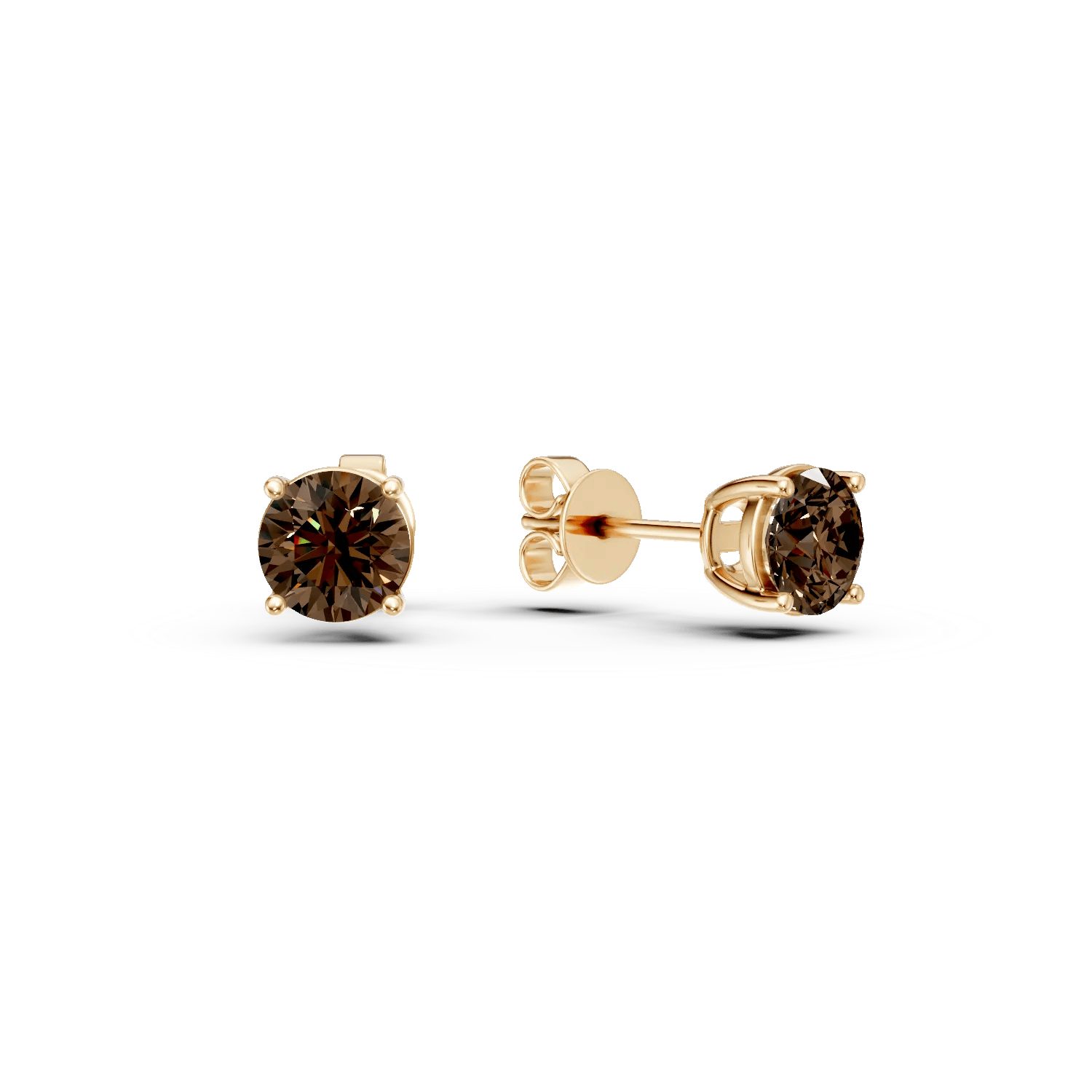 Cercei stud din aur galben cu quartz fumuriu de 1.5ct – Teilor Cercei stud din aur galben cu quartz fumuriu de 1.5ct – Teilor