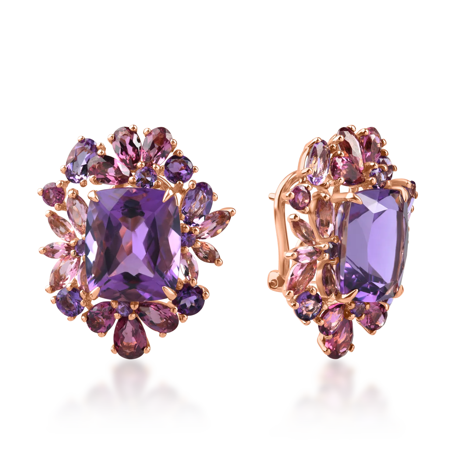 Cercei din aur roz cu pietre semiprețioase de 19.6ct Cercei din aur roz cu pietre semiprețioase de 19.6ct