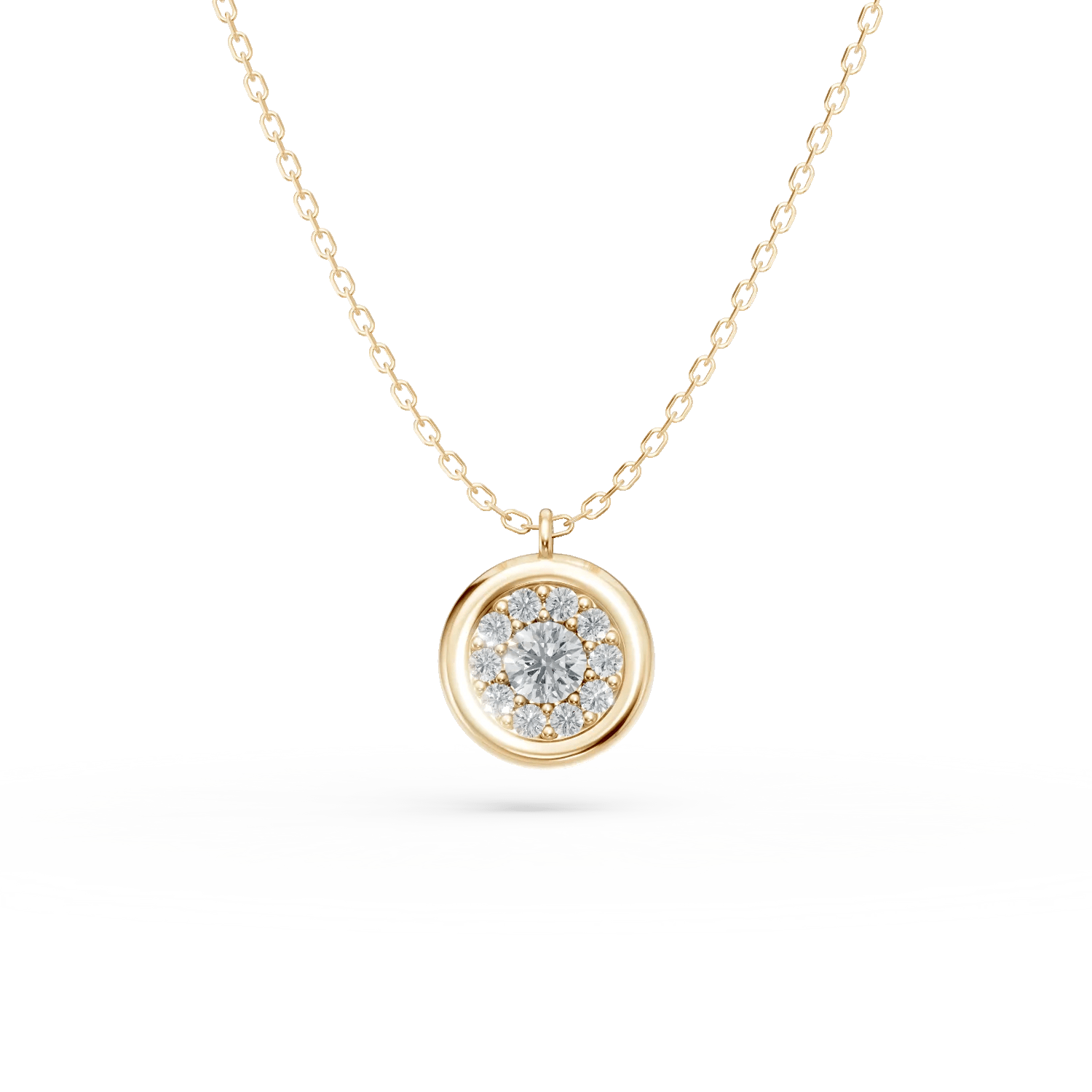 Lanț cu pandantiv minimalist din aur galben cu zirconii Lanț cu pandantiv minimalist din aur galben cu zirconii