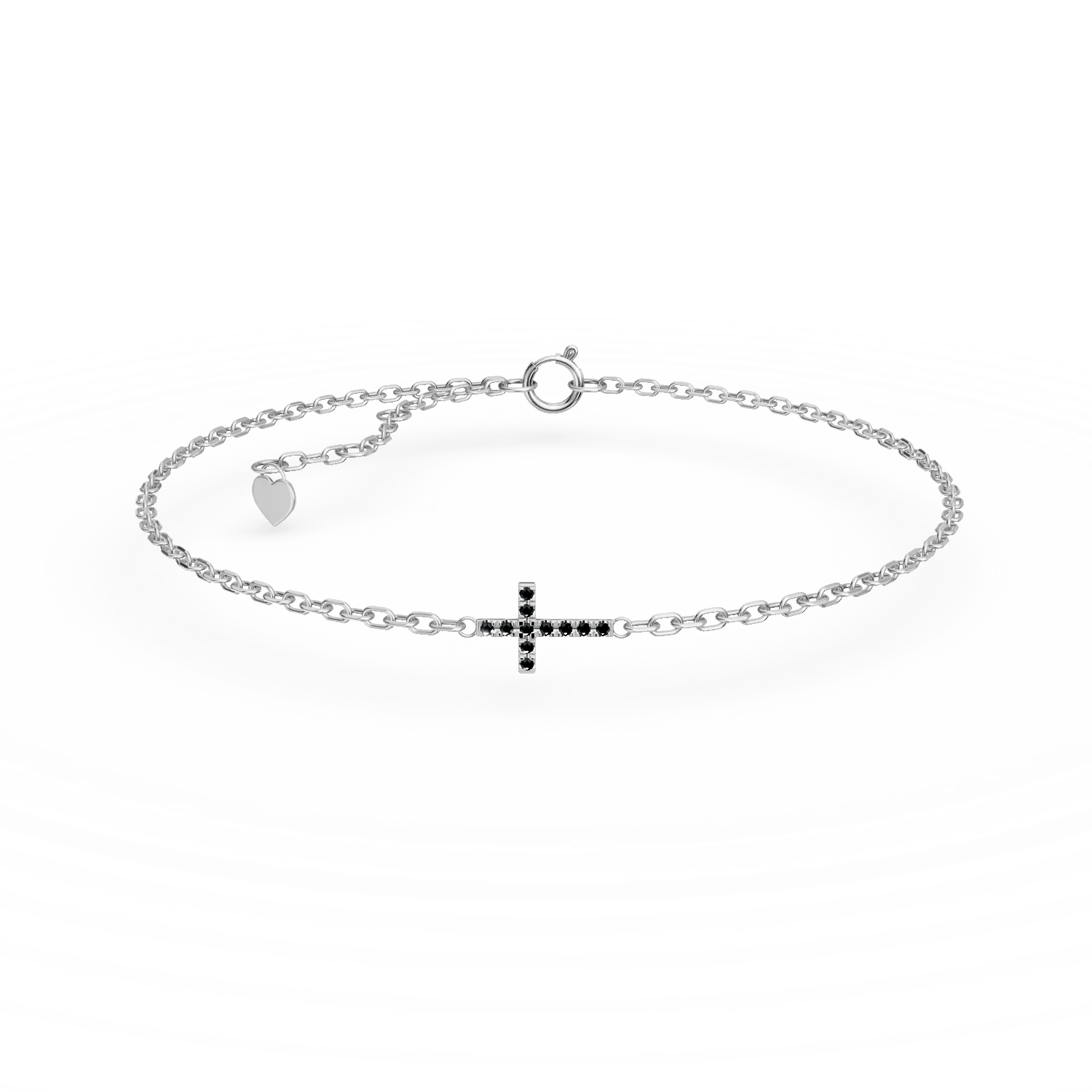 Brățară din aur alb cu cruce și diamante negre de 0.06ct Brățară din aur alb cu cruce și diamante negre de 0.06ct