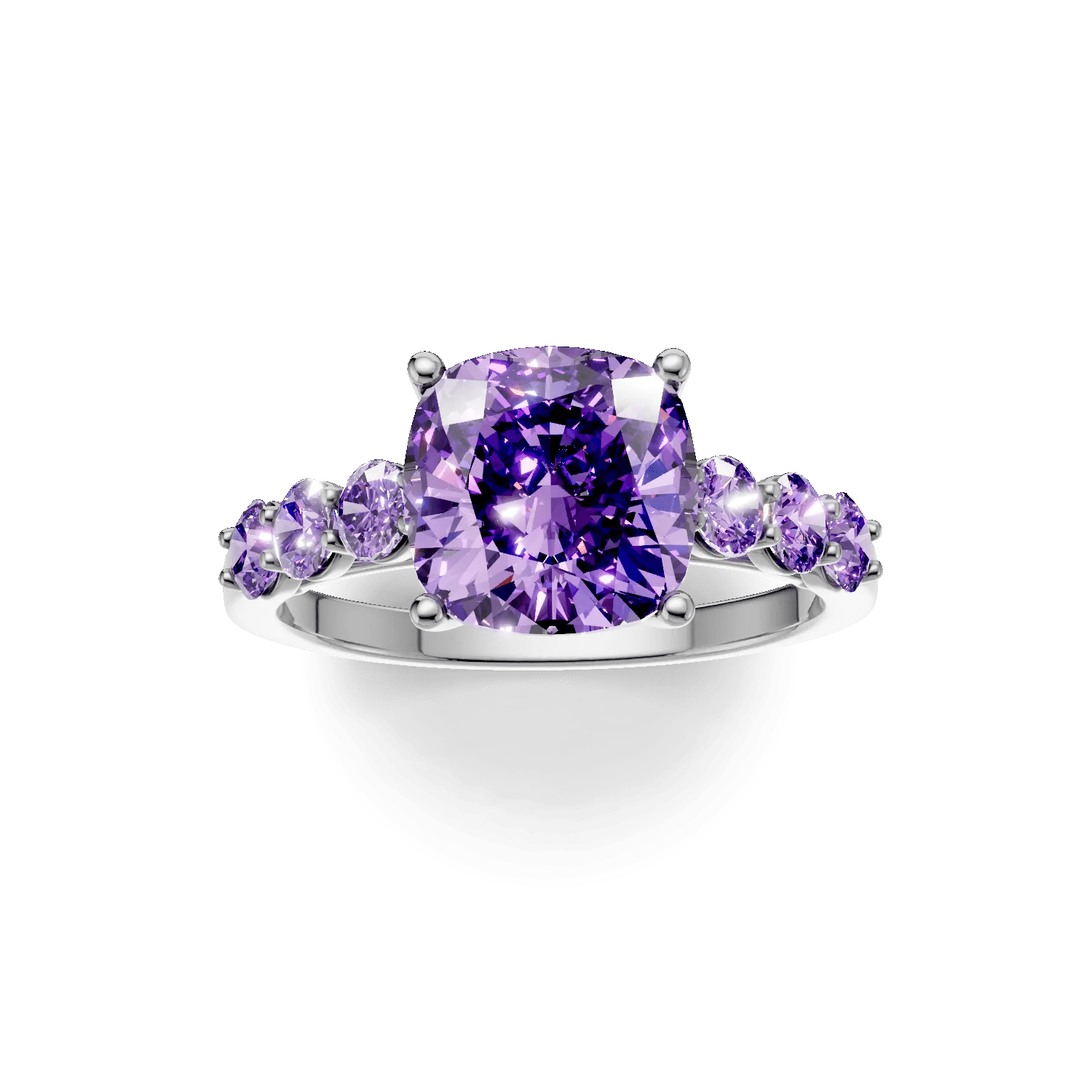 Inel din aur alb cu ametiste cushion – 3.3ct Inel din aur alb cu ametiste cushion - 3.3ct