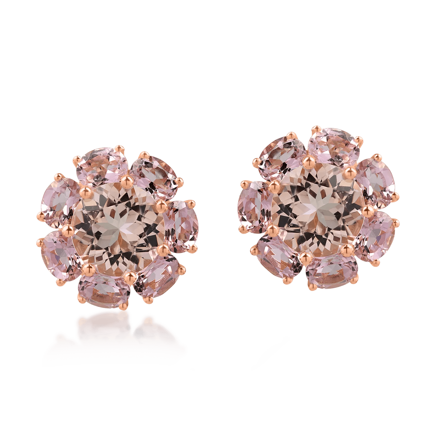 Cercei florali din aur roz cu morganite de 4.6ct și turmaline roz de 5.1ct Cercei florali din aur roz cu morganite de 4.6ct și turmaline roz de 5.1ct