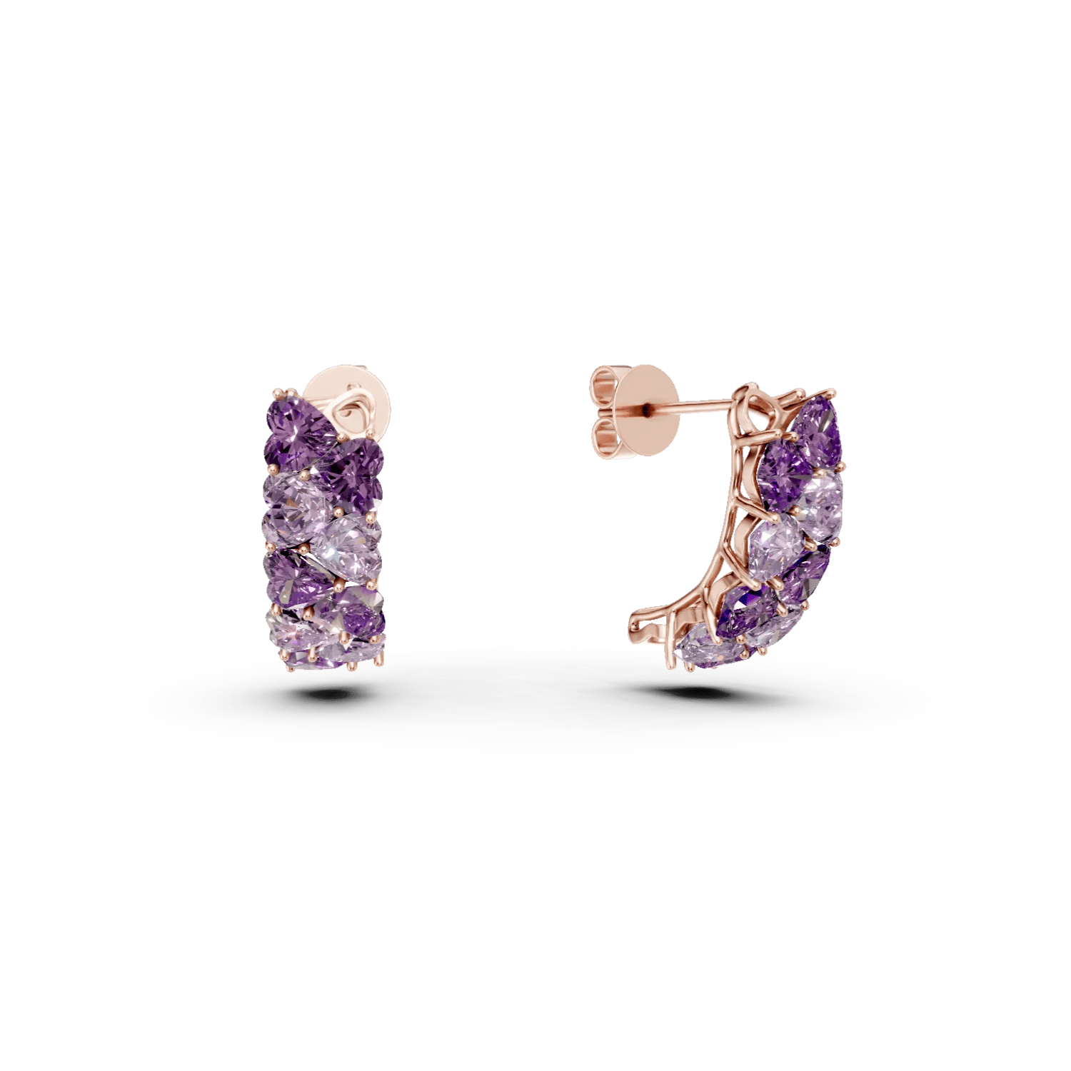 Cercei aur roz cu ametiste inimă 4.06ct Cercei aur roz cu ametiste inimă 4.06ct
