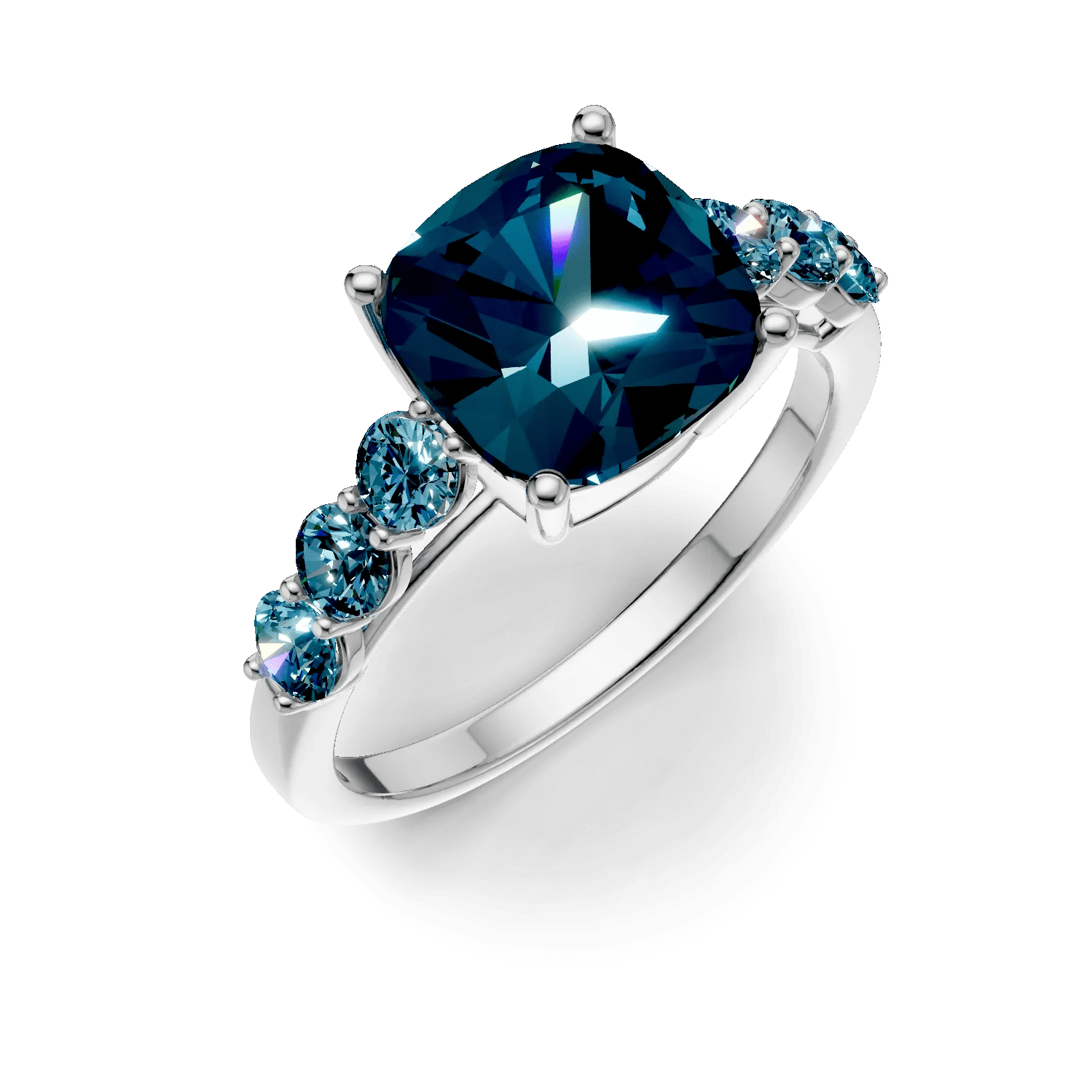 Inel din aur alb cu topaze london blue de 4.6ct Inel din aur alb cu topaze london blue de 4.6ct