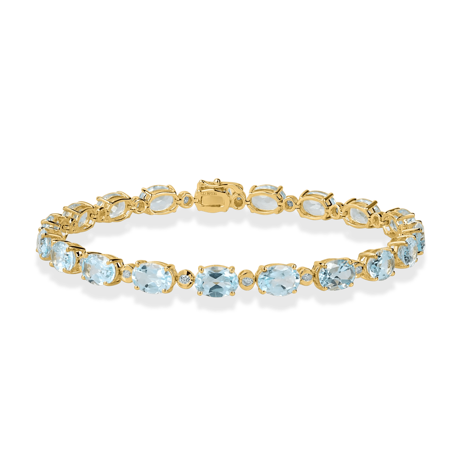Brățară tennis din aur galben cu topaze ovale de 15.2ct și diamante de 0.3ct Brățară tennis din aur galben cu topaze ovale de 15.2ct și diamante de 0.3ct