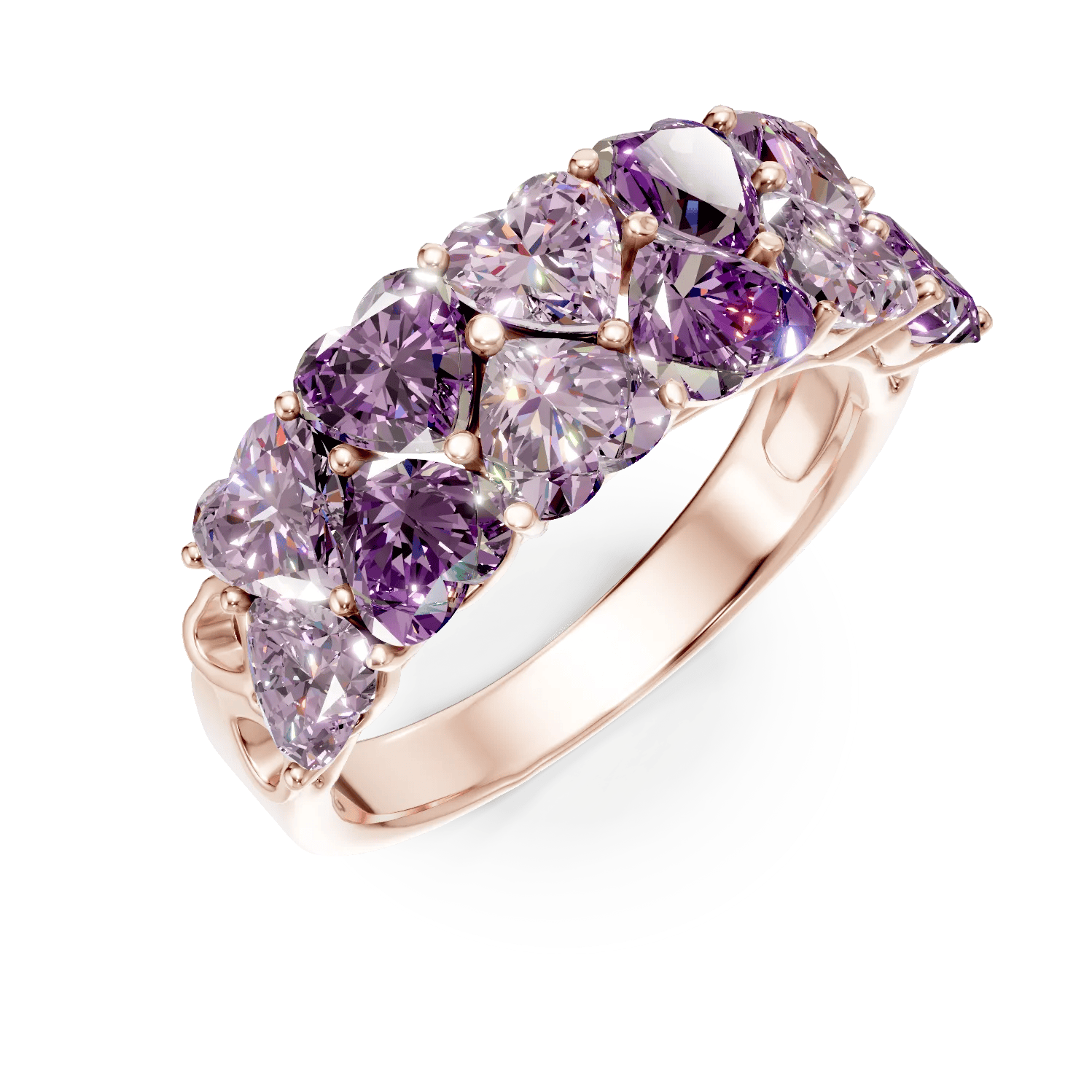 Inel geometric din aur roz cu ametiste heart de 2.7ct – Teilor Inel geometric din aur roz cu ametiste heart de 2.7ct – Teilor